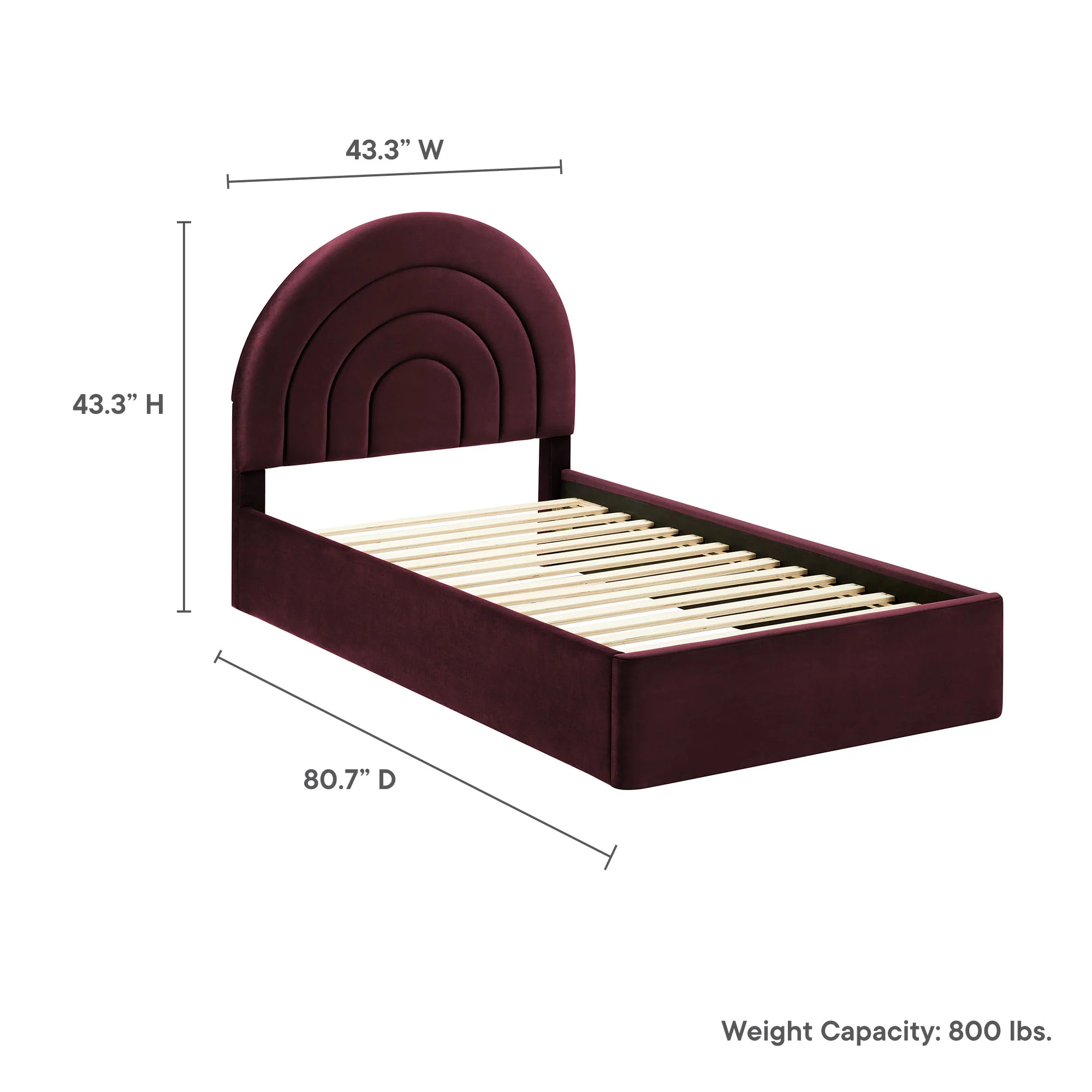 Solana Arched Performance Velvet Twin Platform Bed by Modway - Image 36