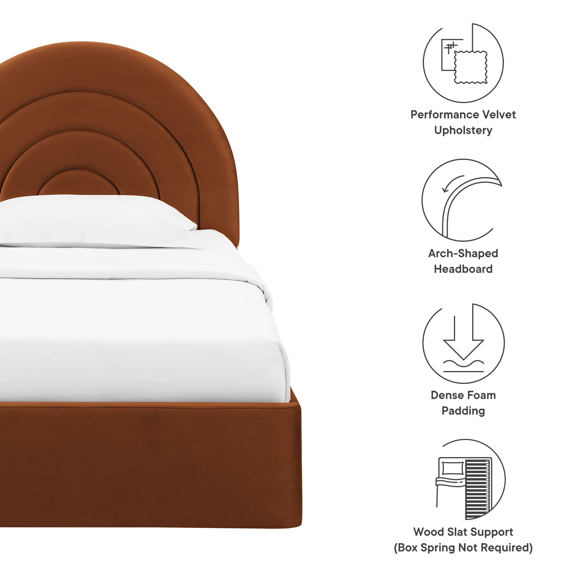 Solana Arched Performance Velvet Twin Platform Bed by Modway - Image 44