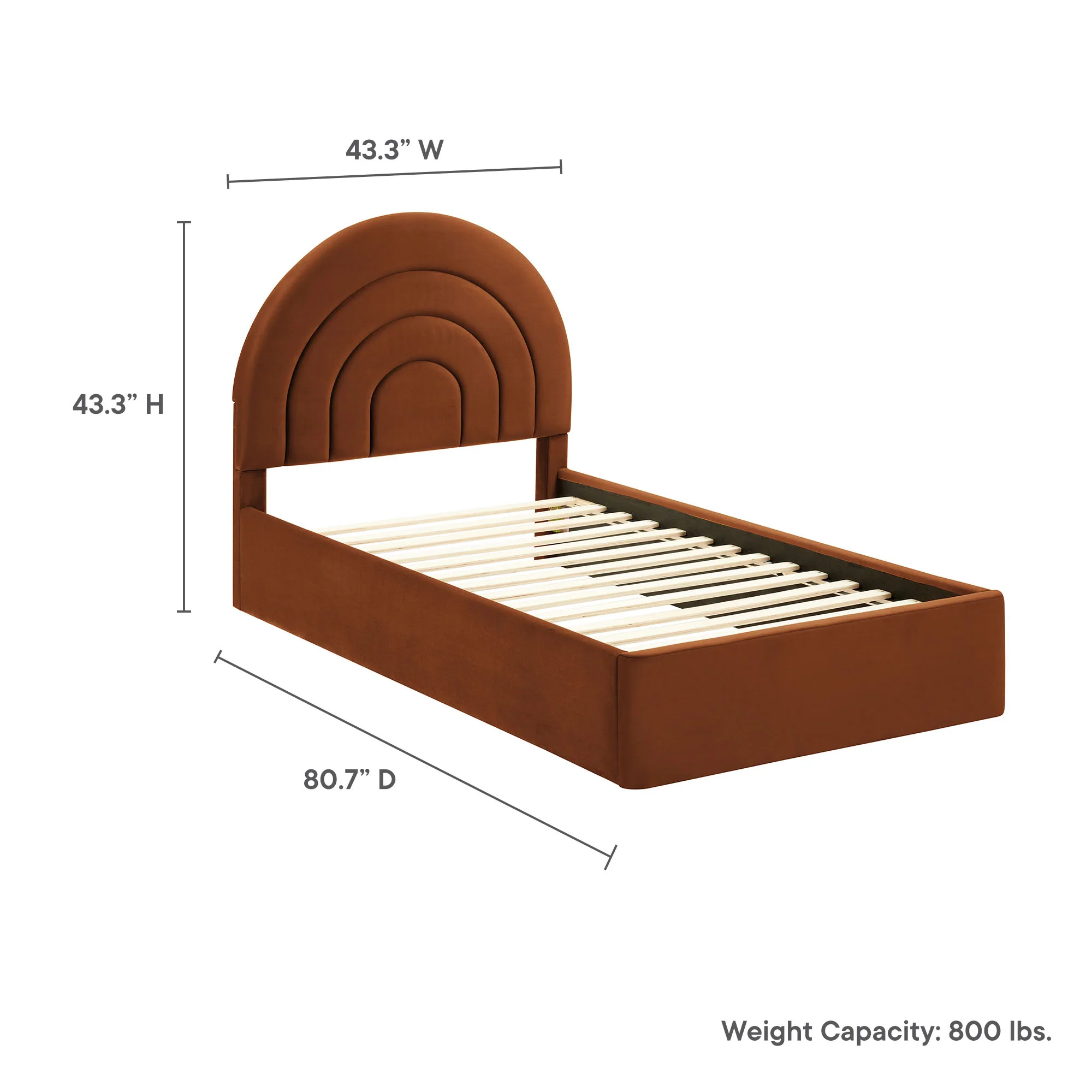 Solana Arched Performance Velvet Twin Platform Bed by Modway - Image 45