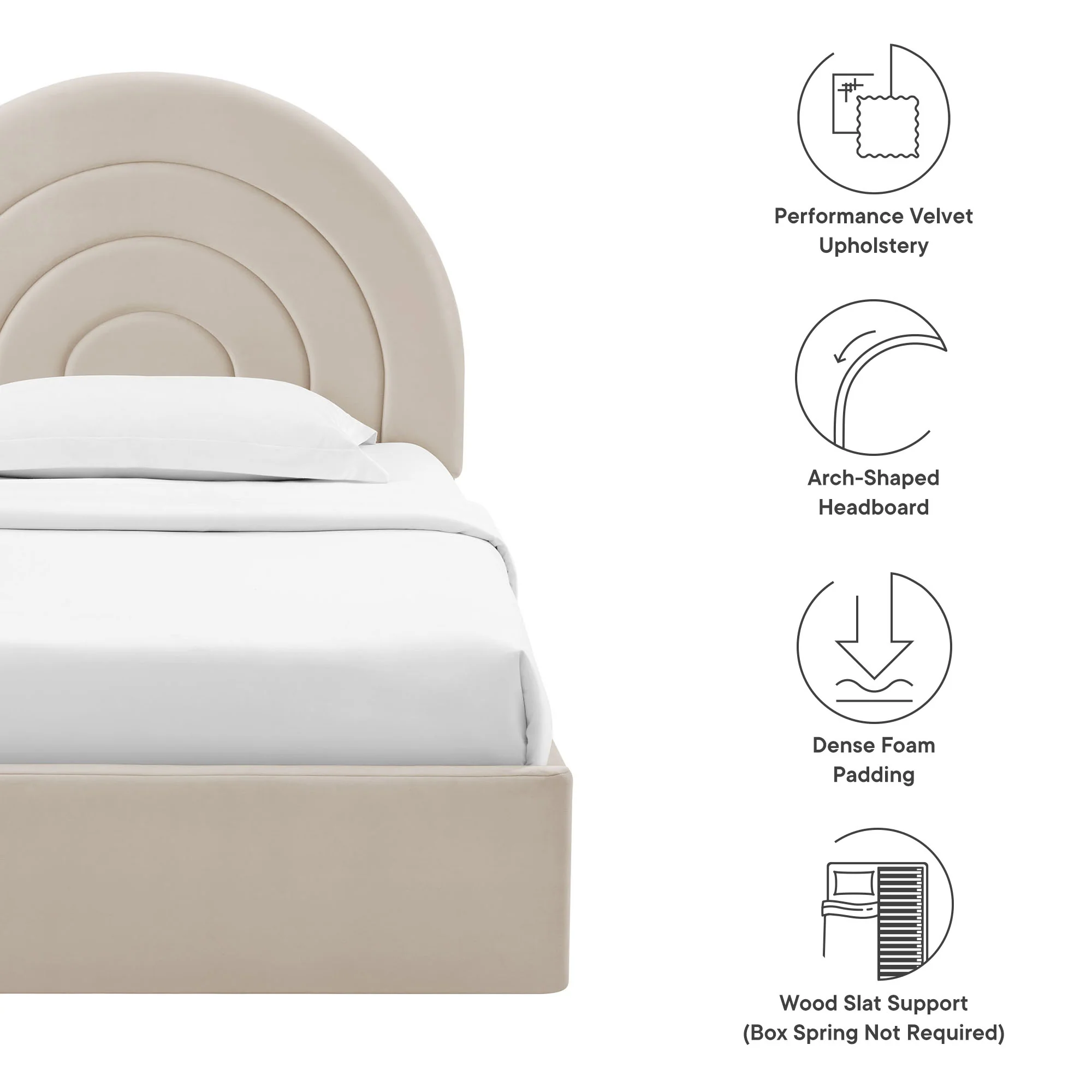 Solana Arched Performance Velvet Twin Platform Bed by Modway - Image 8