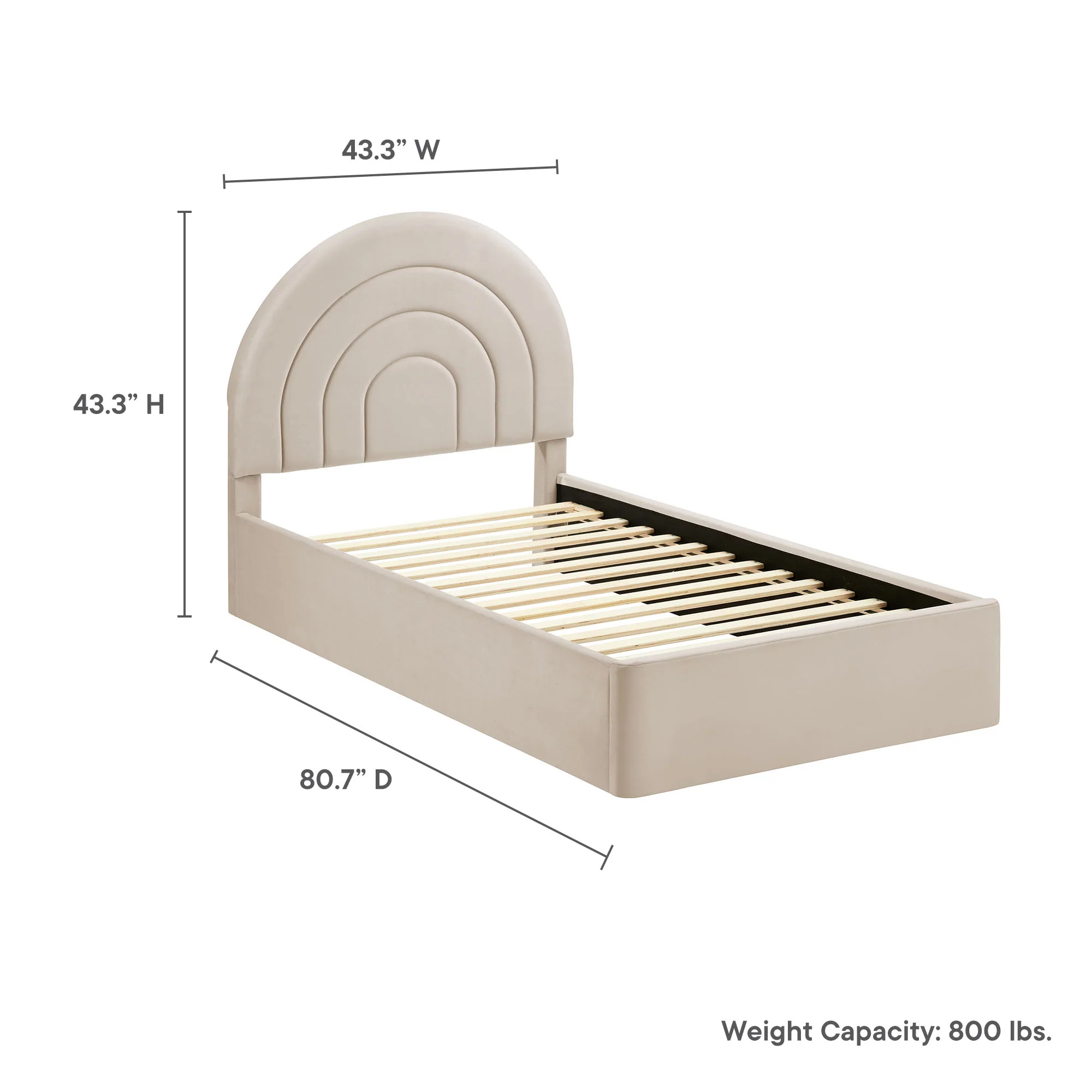 Solana Arched Performance Velvet Twin Platform Bed by Modway - Image 9