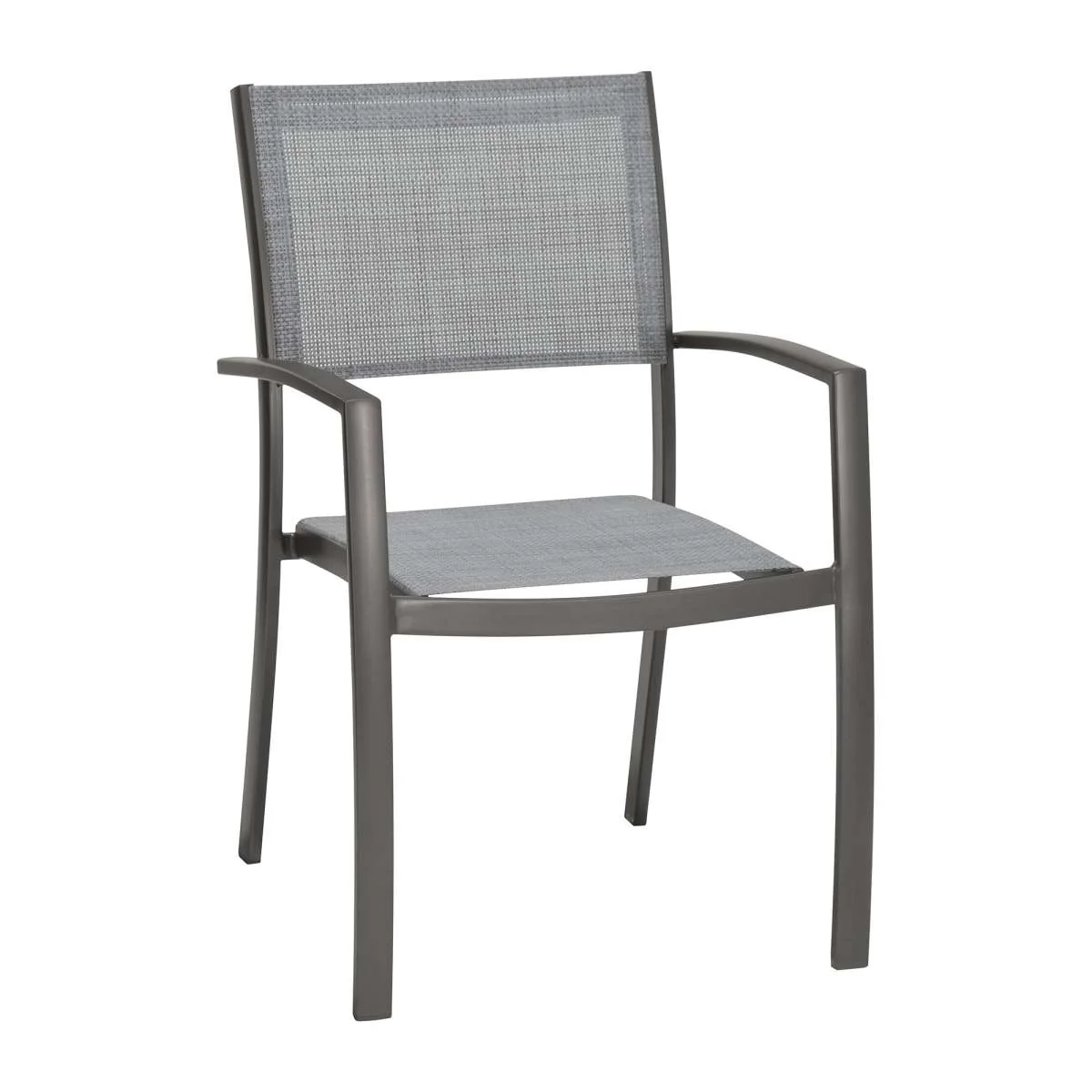 Solana Outdoor Aluminum Arm Dining Chairs in Cosmos Grey Finish - Set of 2 By Armen Living - Image 3