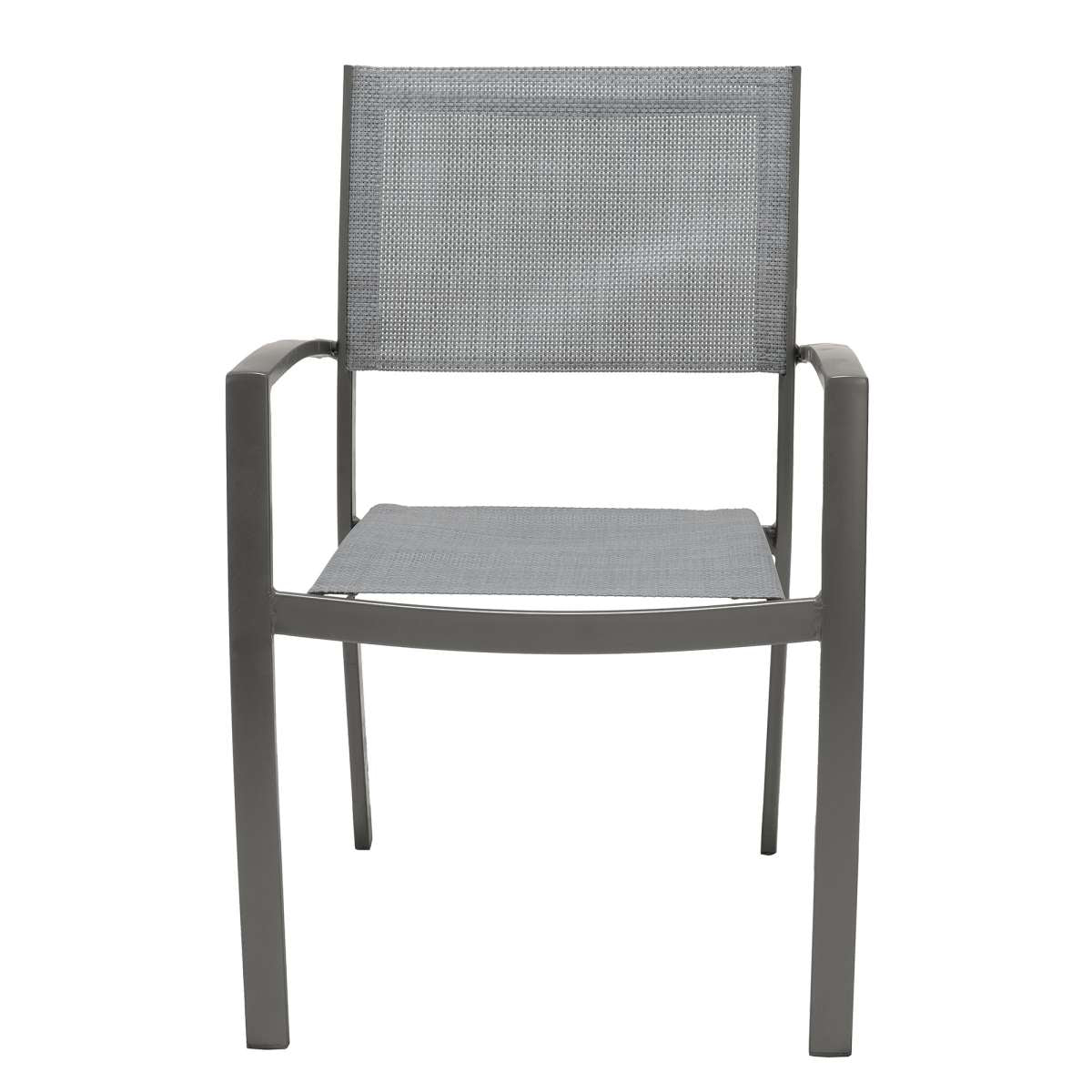 Solana Outdoor Aluminum Arm Dining Chairs in Cosmos Grey Finish - Set of 2 By Armen Living - Image 4