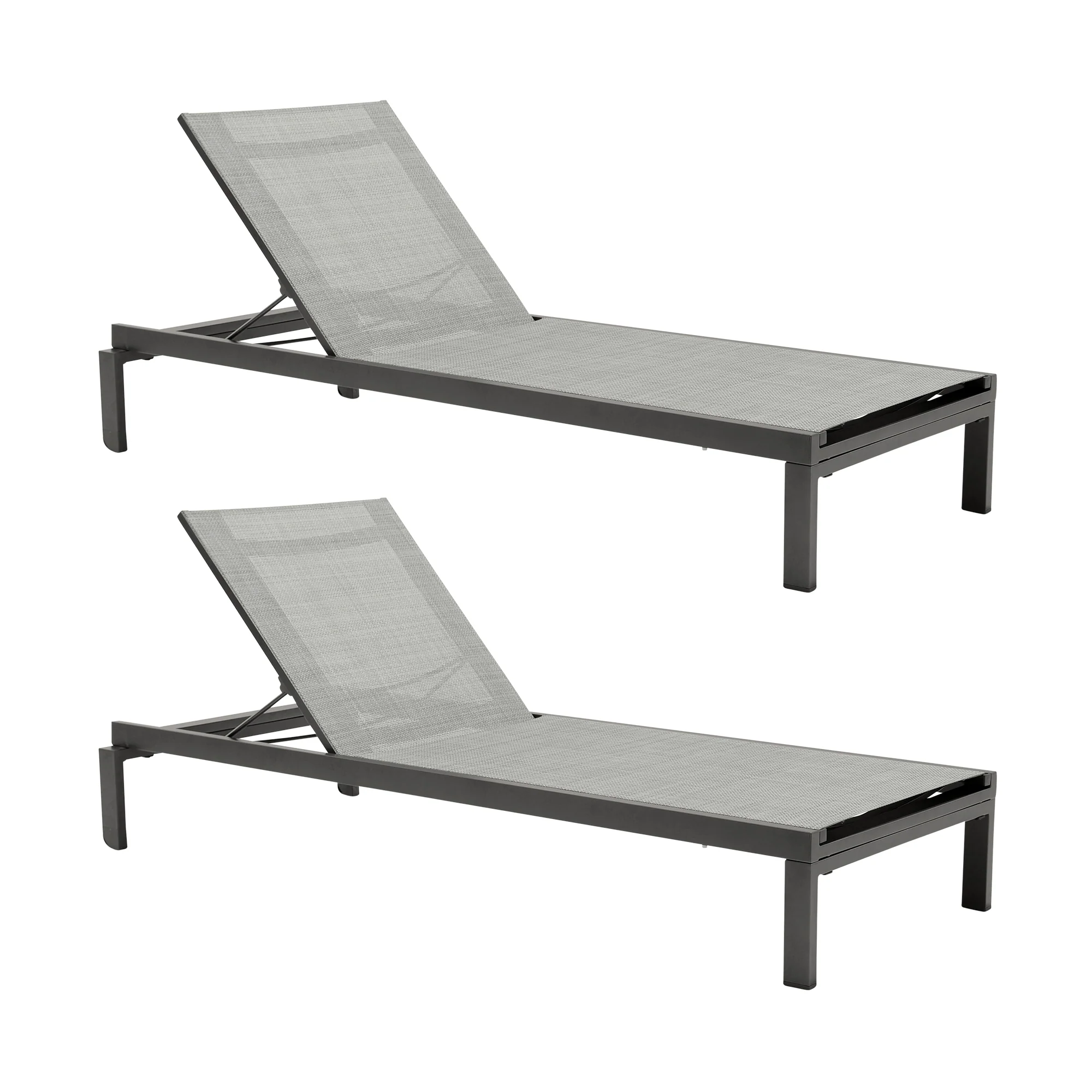 Solana Outdoor Dark Grey Aluminum Stacking Chaise Lounge Chair Set of 2 By Armen Living - Image 2