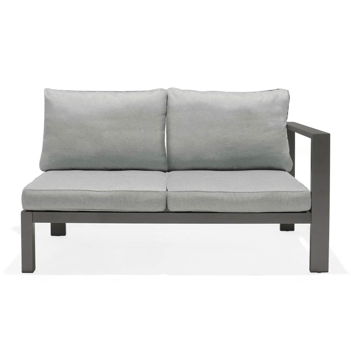 Solana Outdoor Sectional Set in Cosmos Finish with Grey Cushions and Coffee Table By Armen Living - Image 5