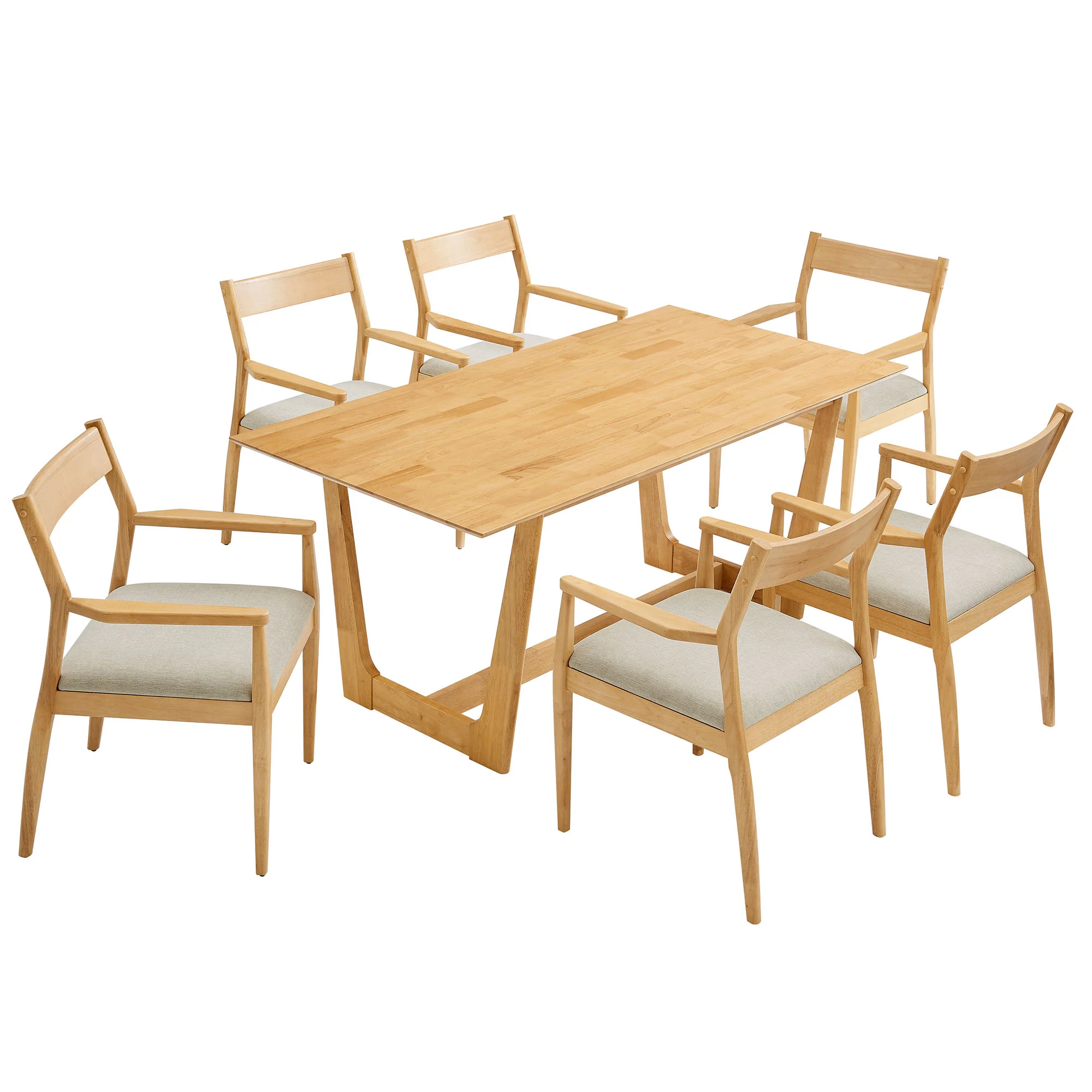 Solara 7-Piece Wood Dining Set with Fabric Upholstered Armchairs by Modway - Image 2