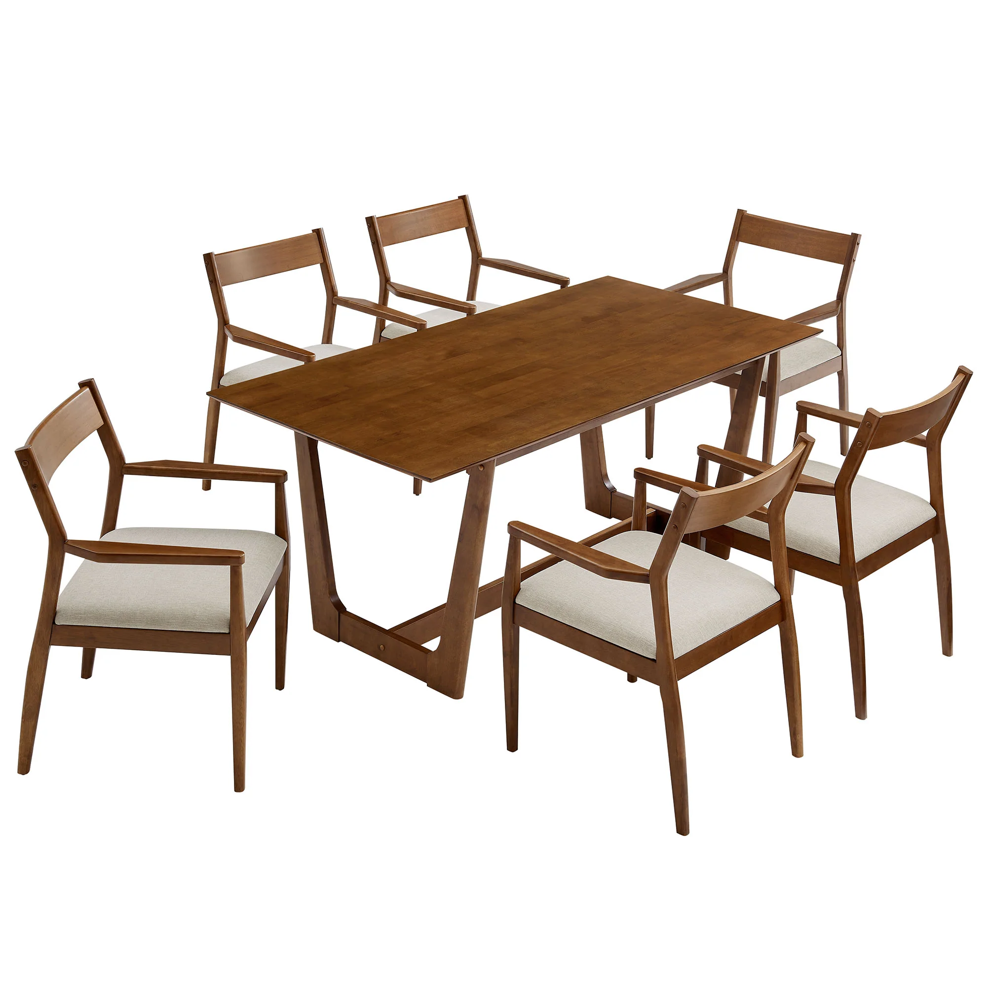Solara 7-Piece Wood Dining Set with Fabric Upholstered Armchairs by Modway - Image 5