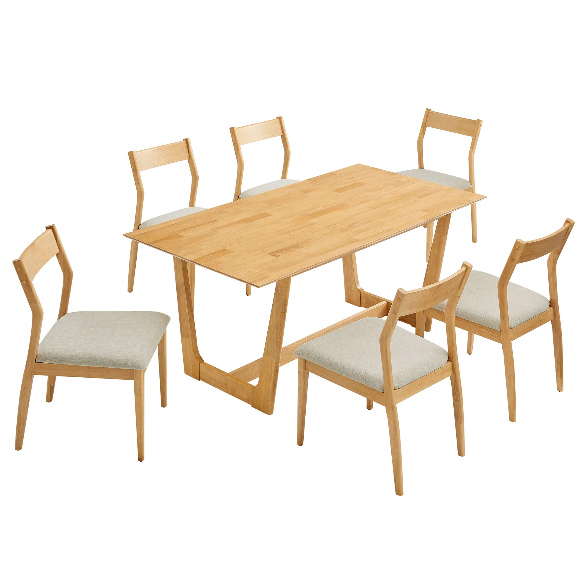 Solara 7-Piece Wood Dining Set with Fabric Upholstered Side Chairs by Modway - Image 2
