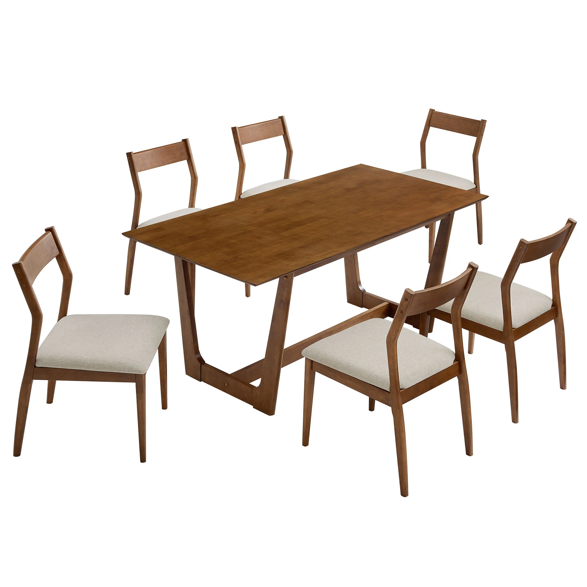 Solara 7-Piece Wood Dining Set with Fabric Upholstered Side Chairs by Modway - Image 5