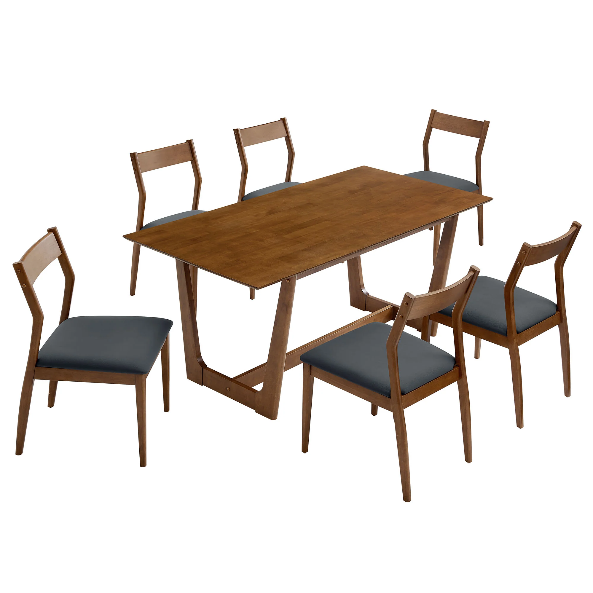 Solara 7-Piece Wood Dining Set with Vegan Leather Side Chairs by Modway - Image 2