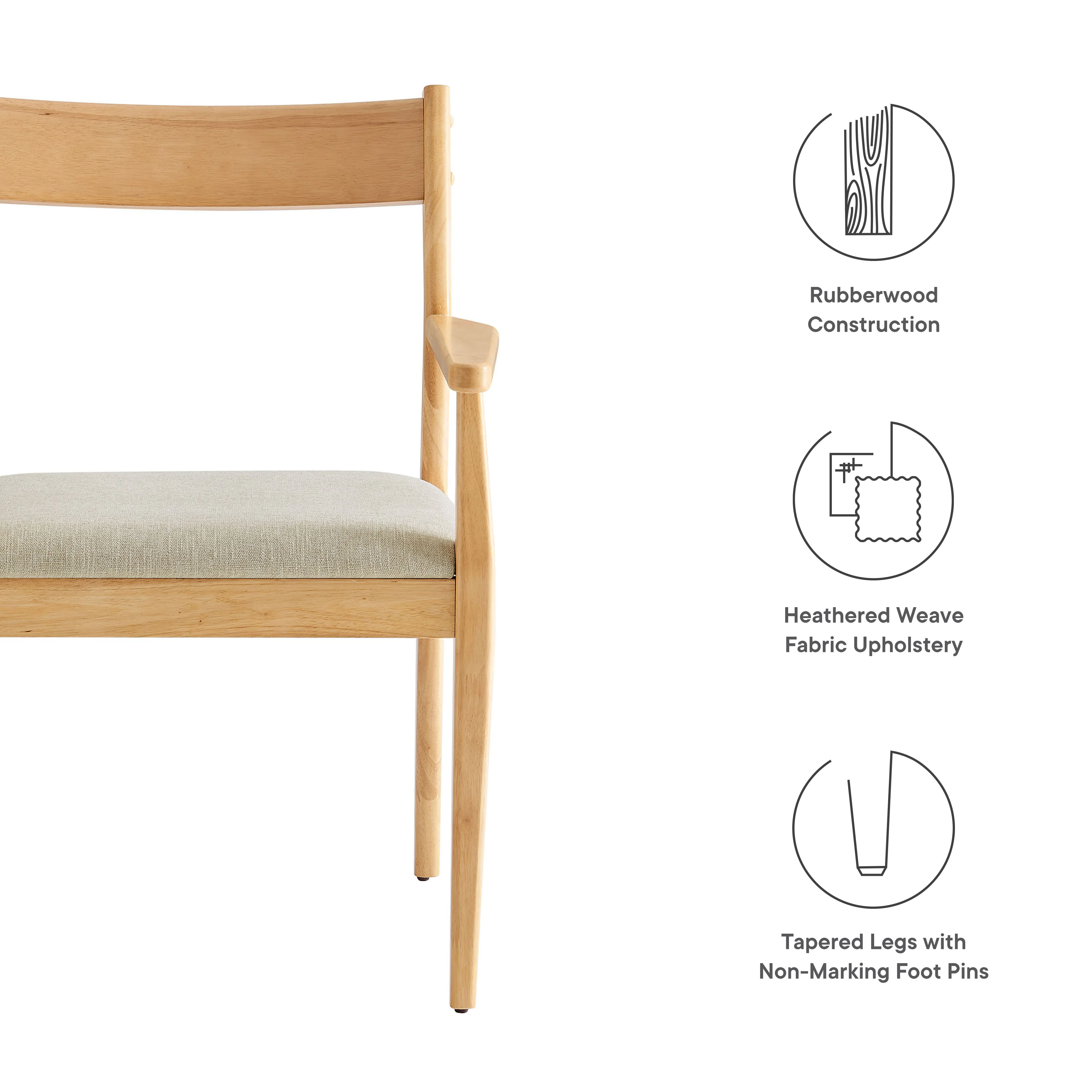 Solara Fabric Wood Dining Armchairs Set of 2 by Modway - Image 9