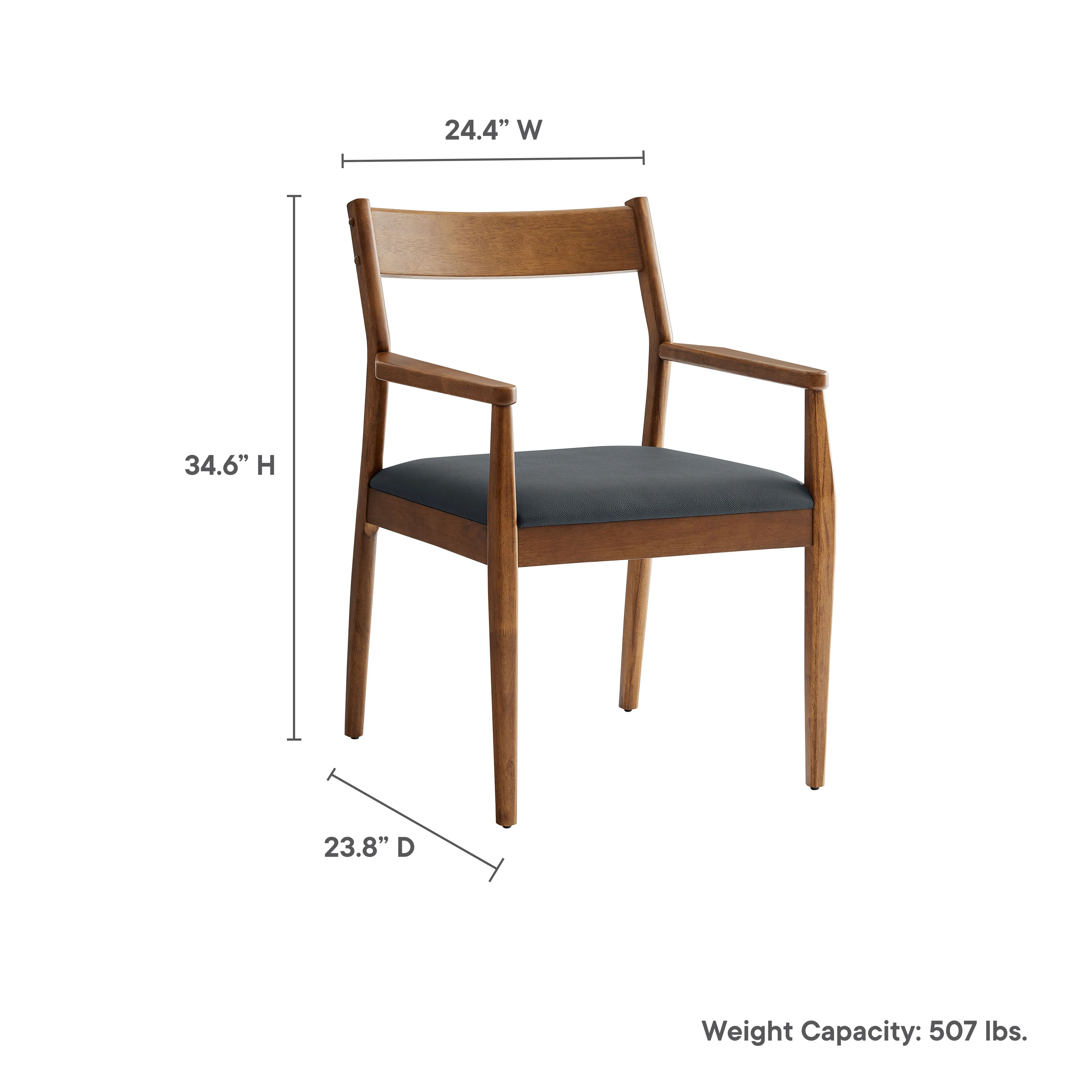 Solara Vegan Leather Wood Dining Armchairs Set of 2 by Modway - Image 10