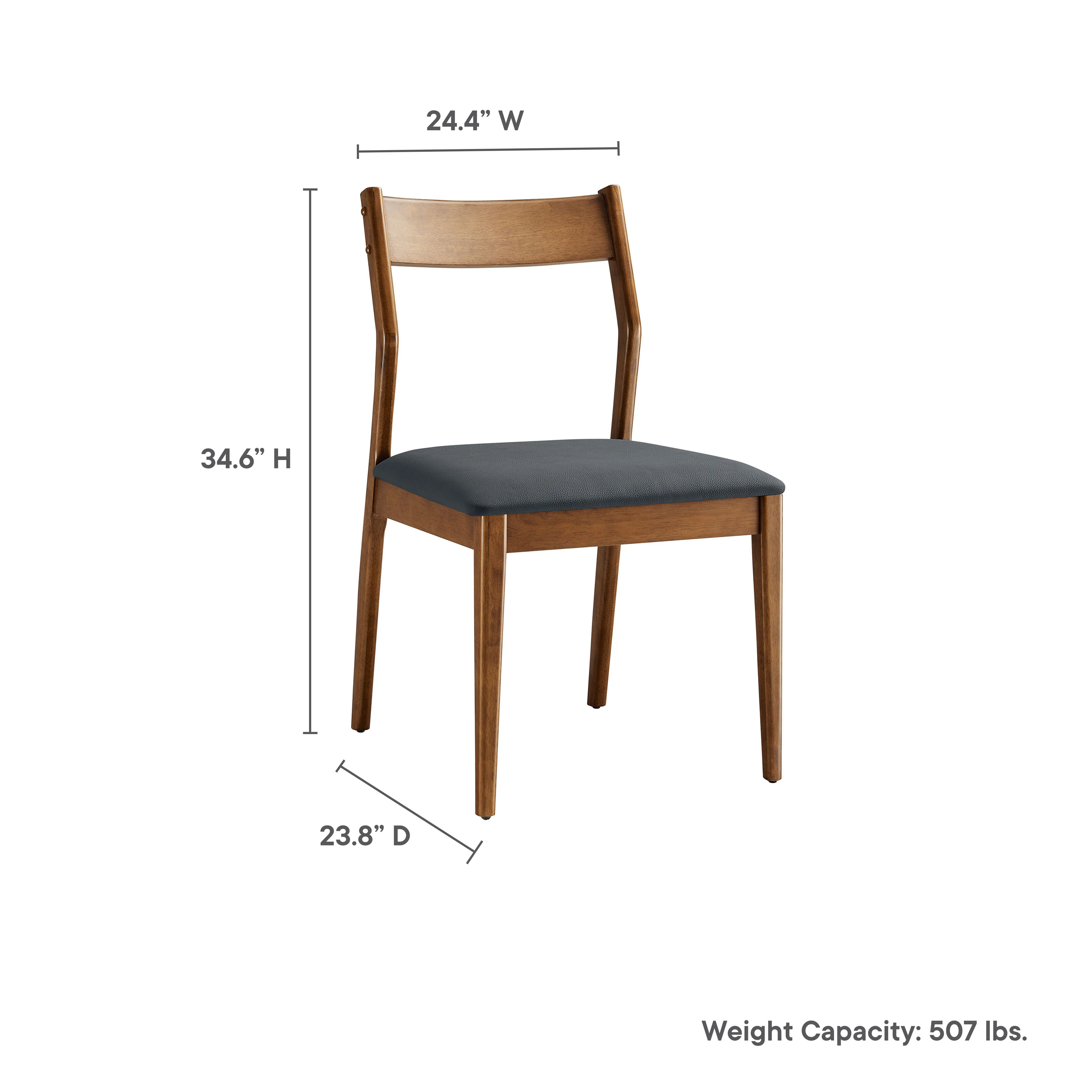 Solara Vegan Leather Wood Dining Side Chairs Set of 2 by Modway - Image 10