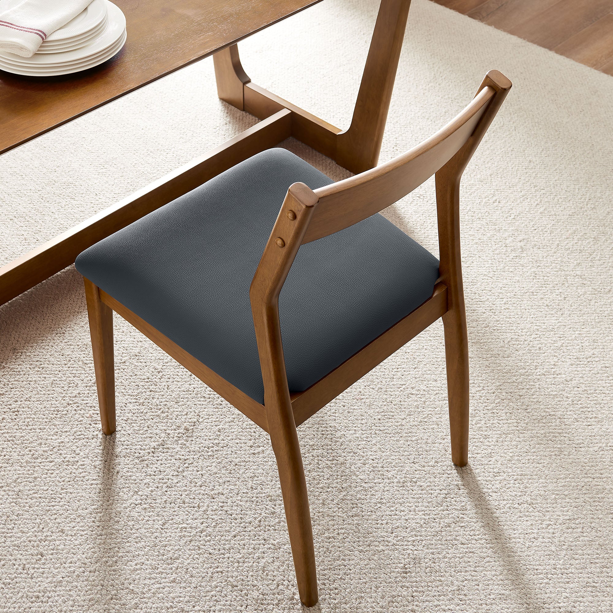Solara Vegan Leather Wood Dining Side Chairs Set of 2 by Modway - Image 8
