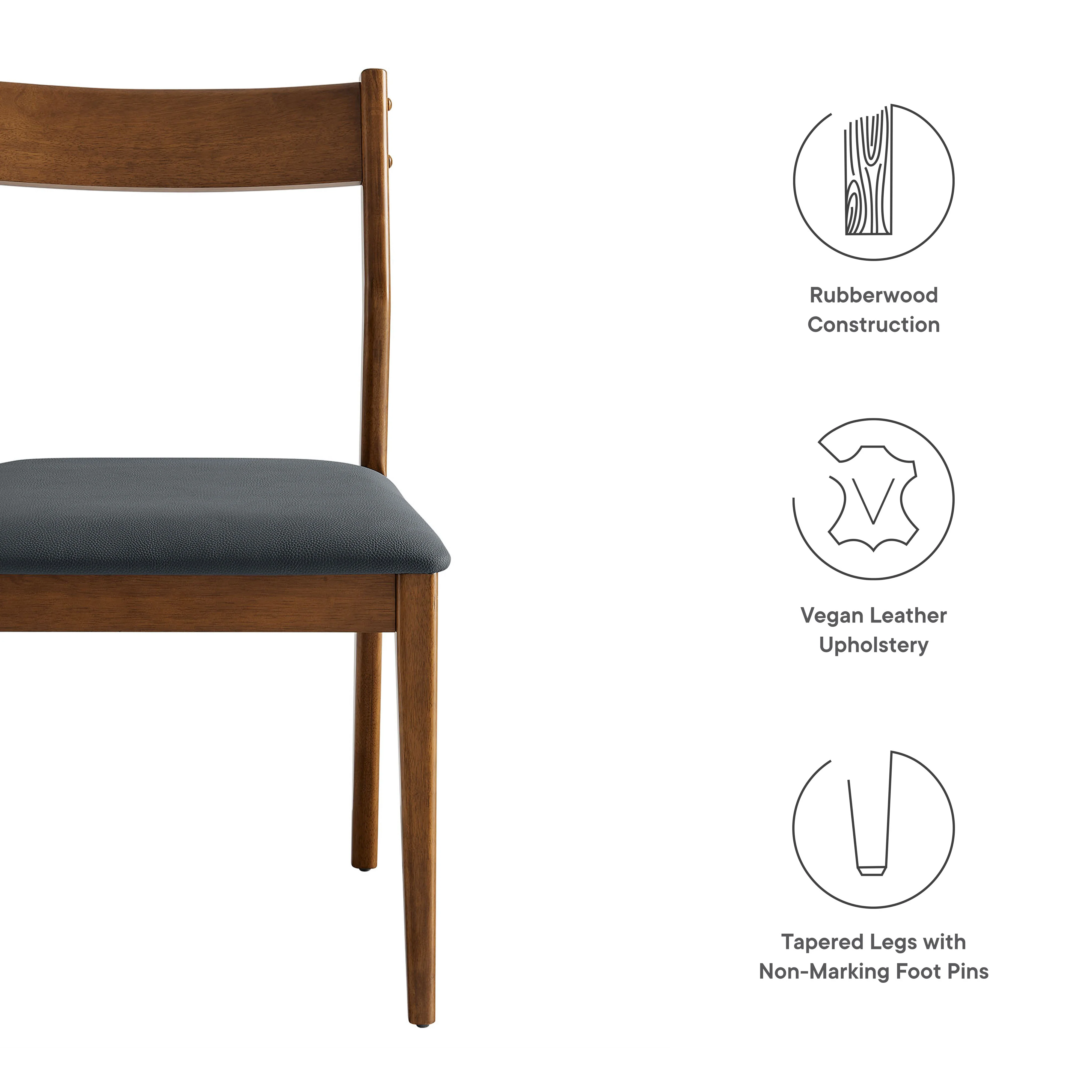 Solara Vegan Leather Wood Dining Side Chairs Set of 2 by Modway - Image 9