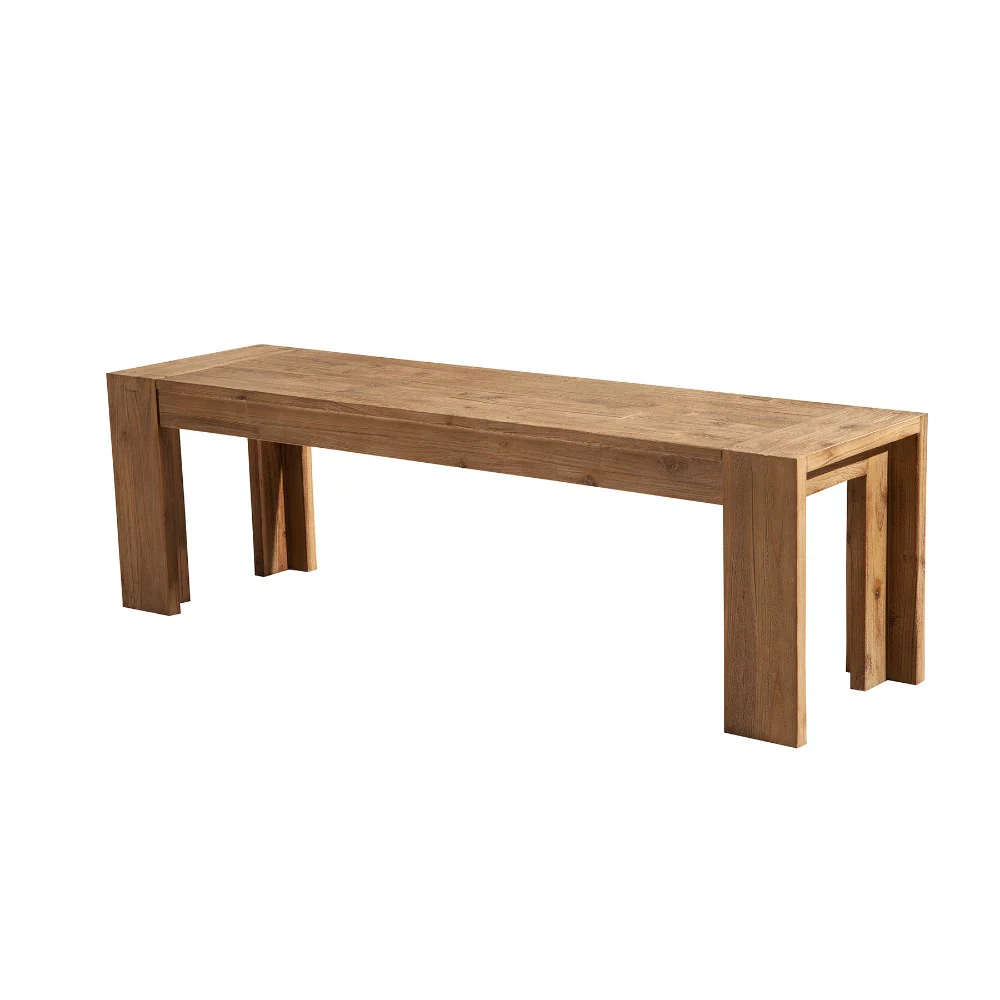 Solid Acacia Wood Bench with Bracket Legs, Brown By Benzara - Image 2