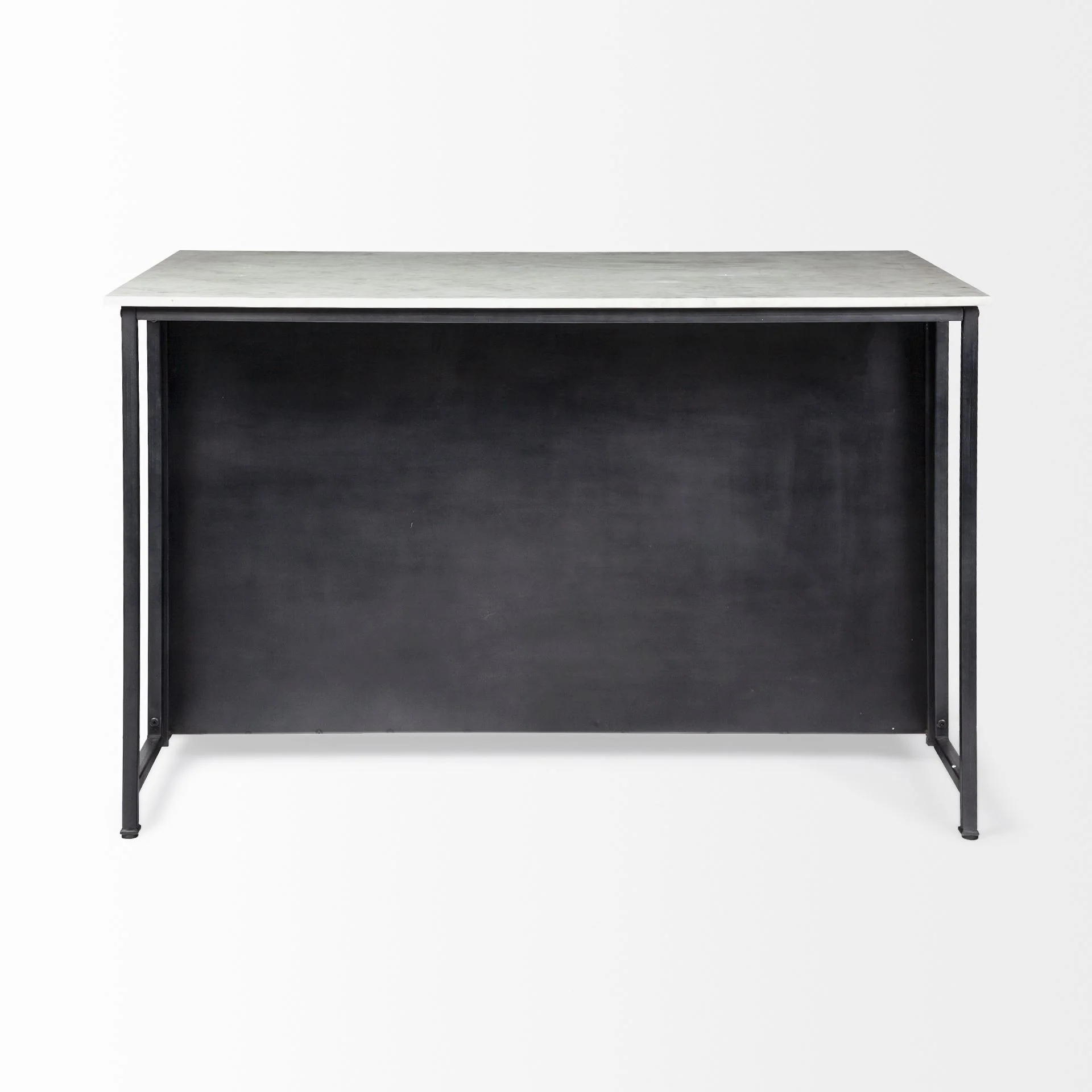 Solid Iron Black Body White Marble Top Kitchen Island With 4 Drawer By Homeroots - Image 5
