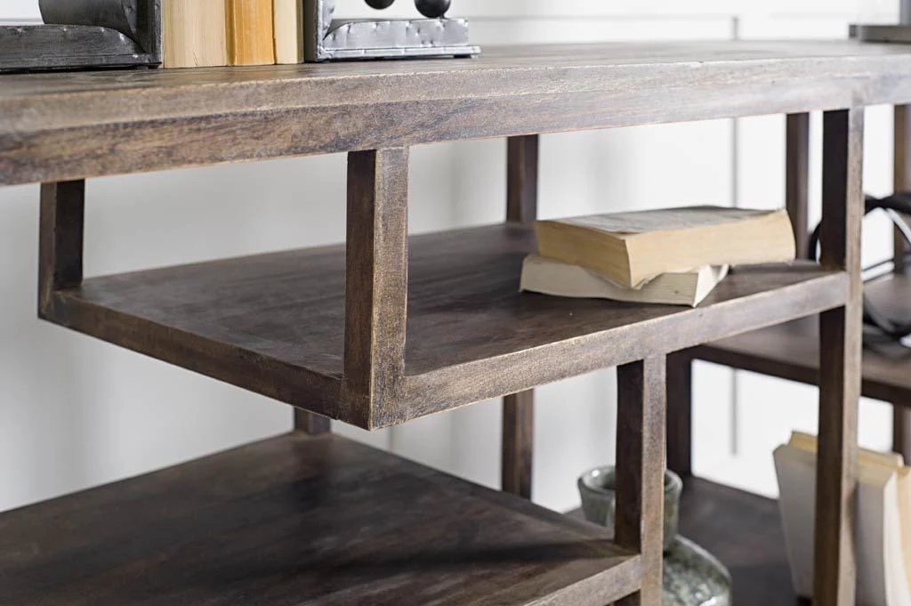Solid Mango Wood Finish Console Table With Multi Level Shelf By Homeroots - Image 5