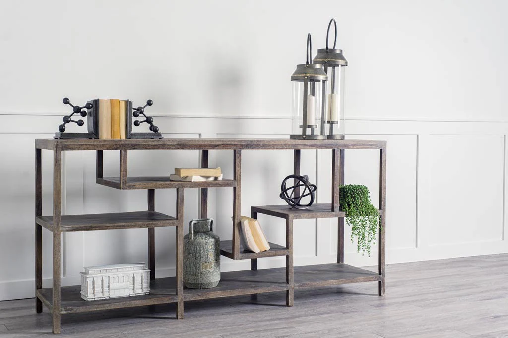 Solid Mango Wood Finish Console Table With Multi Level Shelf By Homeroots - Image 6