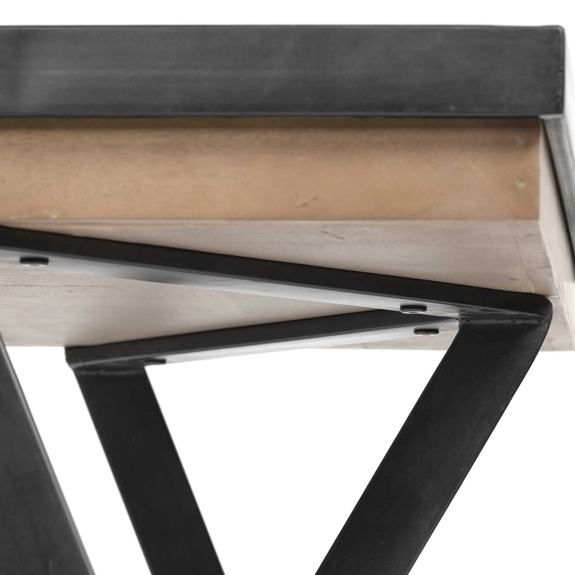 Solid Mango Wood Finish Writing Desk With Single Storage And Black Triangular Iron Legs By Homeroots - Image 7