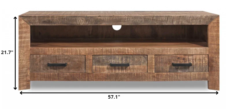 Solid Wood 3 Drawer TV Stand and Media Console By Homeroots - Image 5