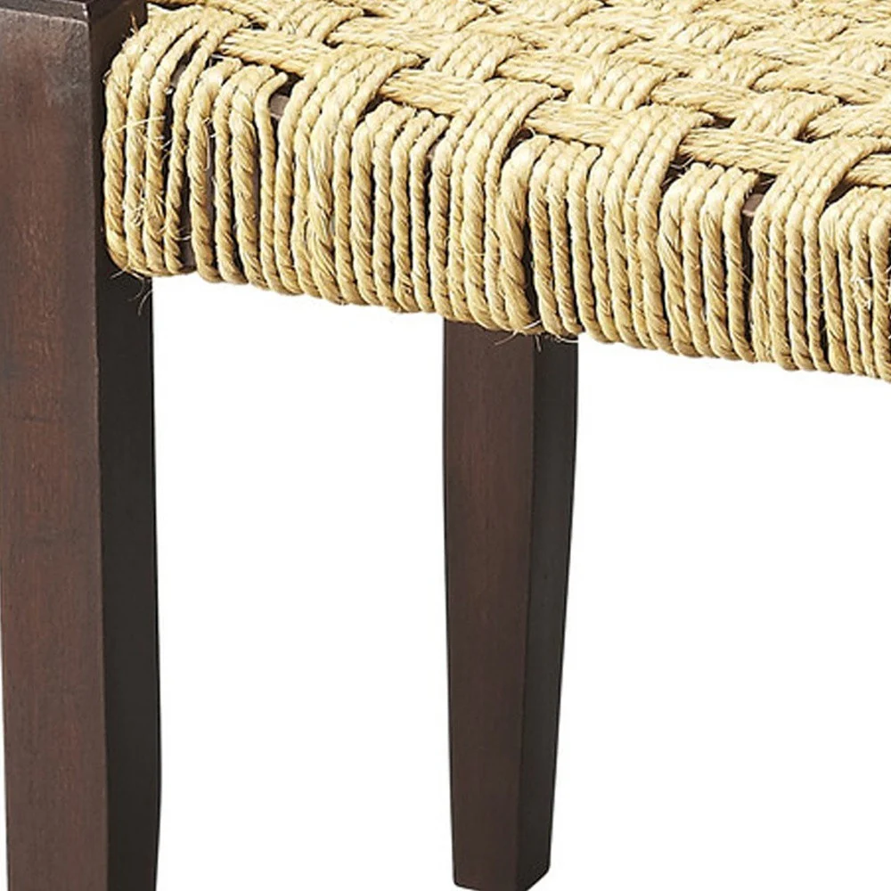 Solid Wood and Woven Jute Stool By Homeroots - Image 4