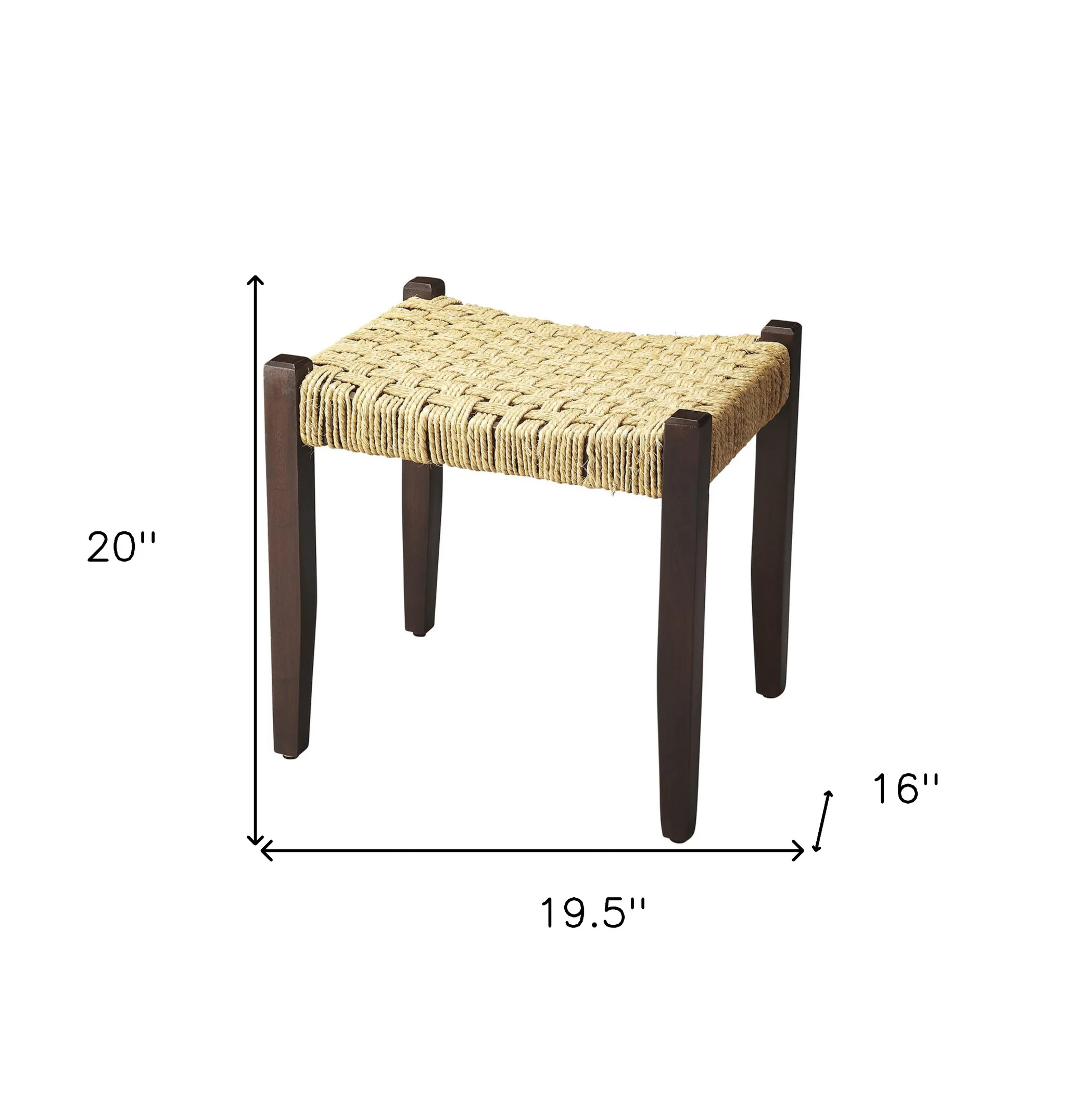 Solid Wood and Woven Jute Stool By Homeroots - Image 6