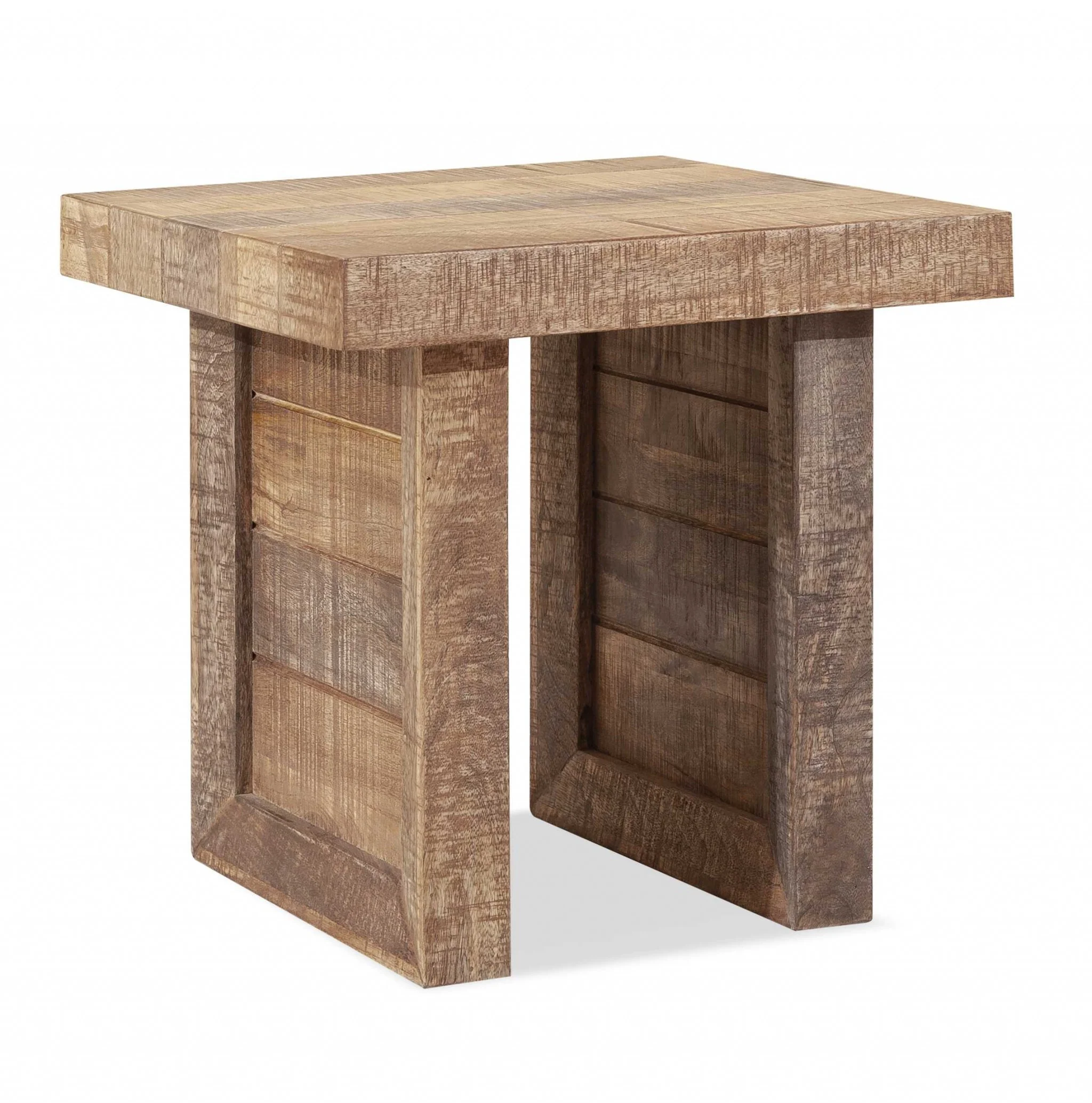 Solid Wood Butcher Block Style End or Side Table By Homeroots - Image 2