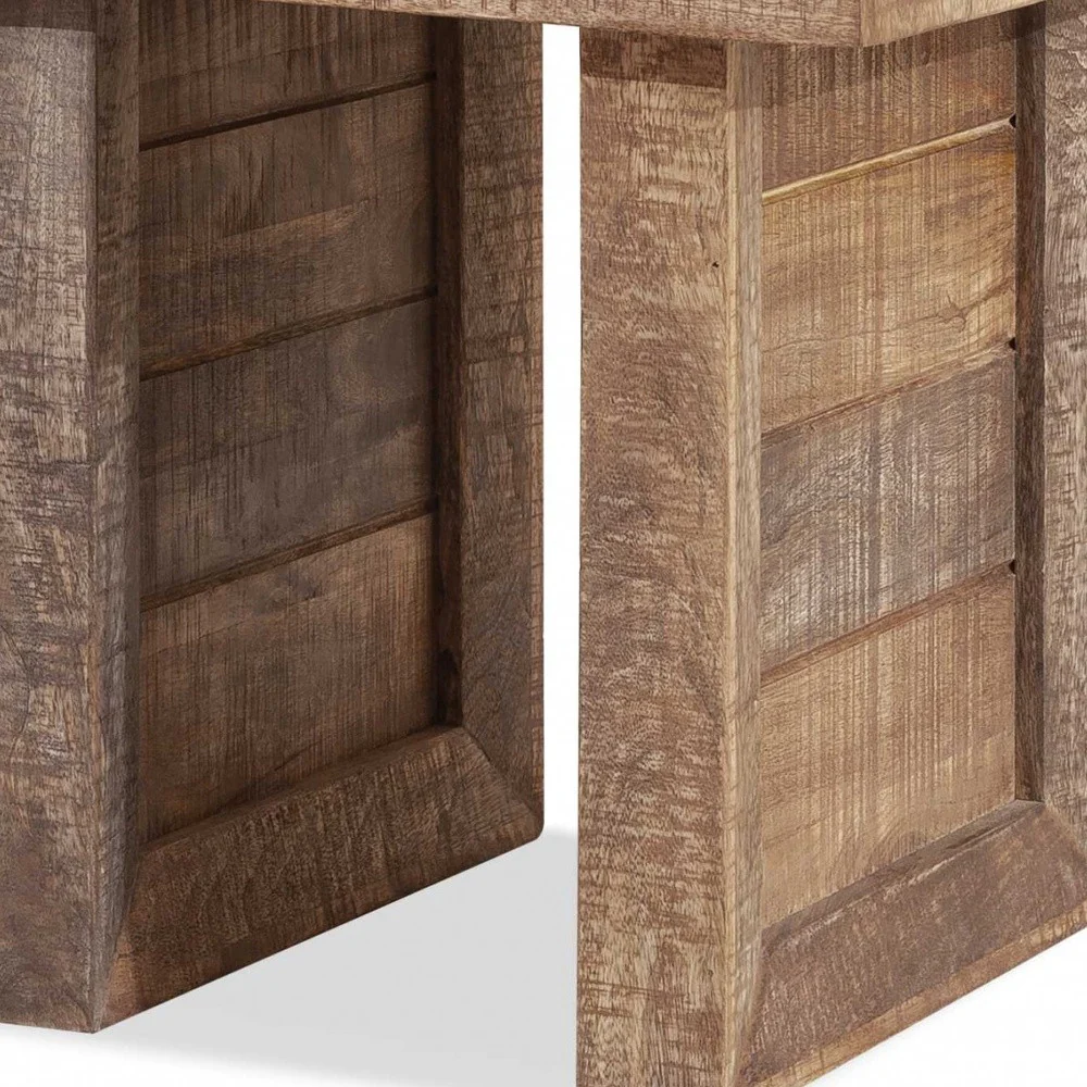 Solid Wood Butcher Block Style End or Side Table By Homeroots - Image 4