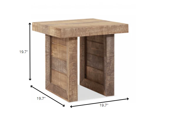Solid Wood Butcher Block Style End or Side Table By Homeroots - Image 6