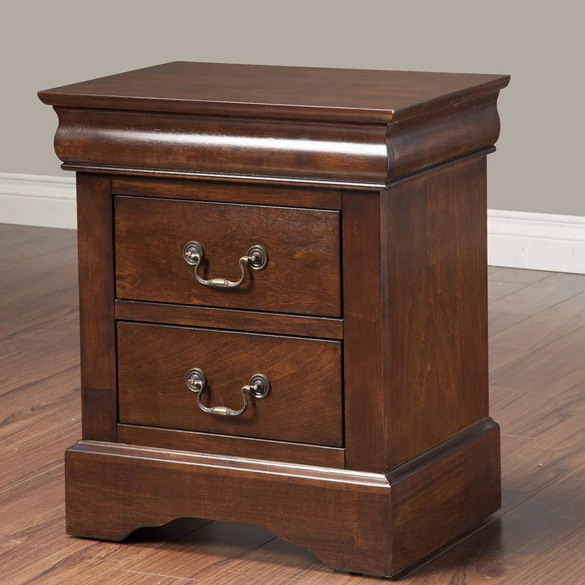 Solid Wood Cappuccino 2 Drawer Nightstand By Homeroots - Image 3
