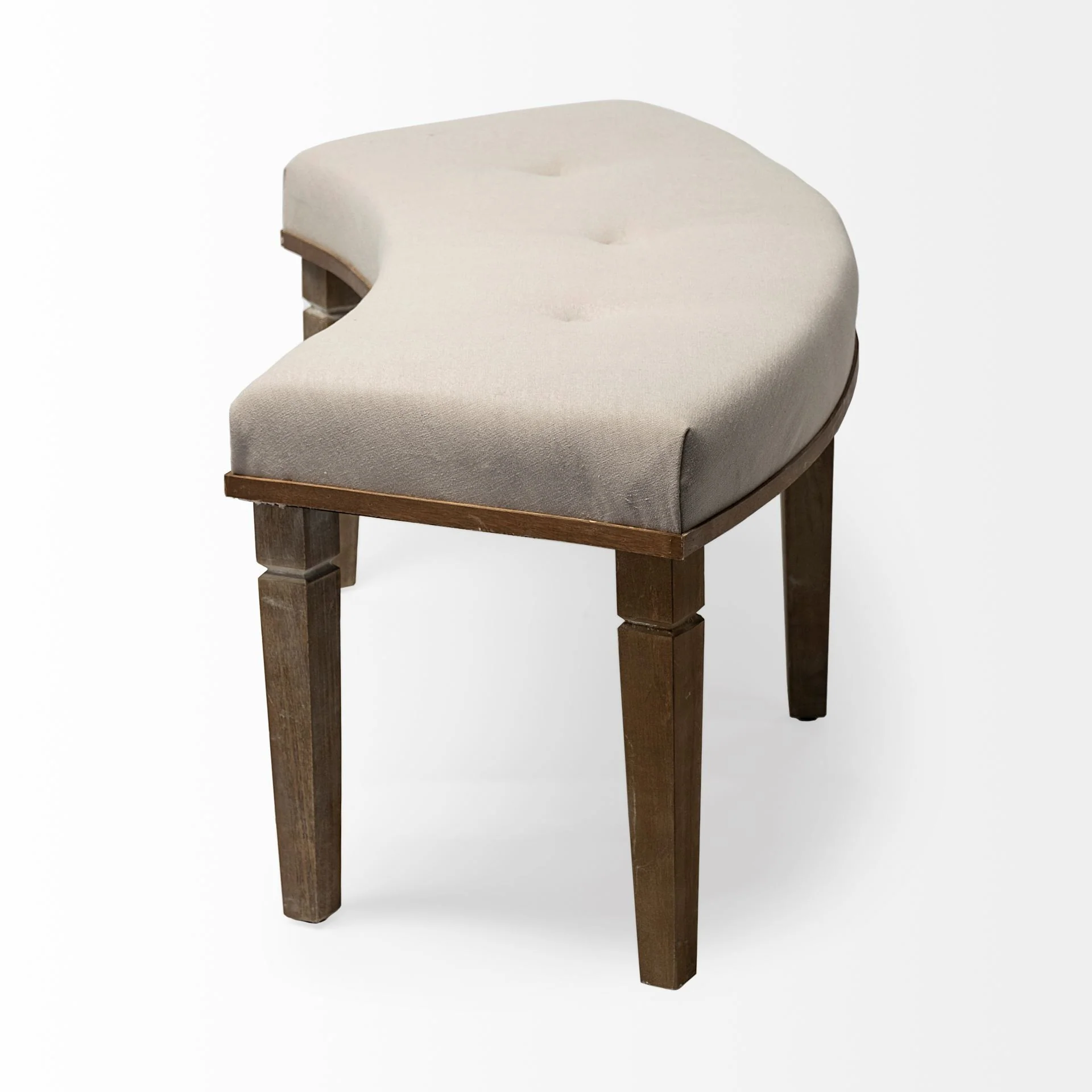 Solid Wood Curved Beige Upholstered Bench By Homeroots - Image 4