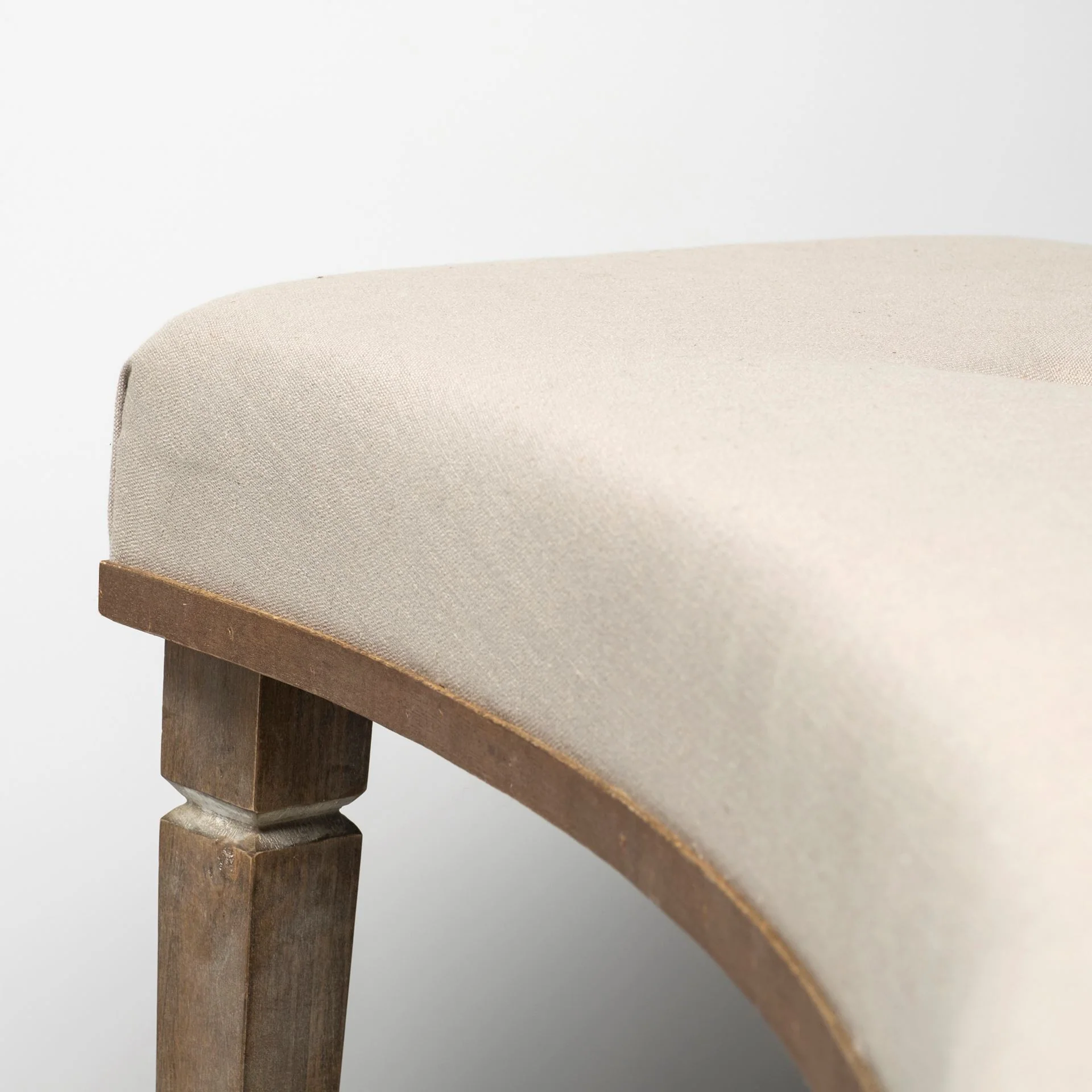 Solid Wood Curved Beige Upholstered Bench By Homeroots - Image 5