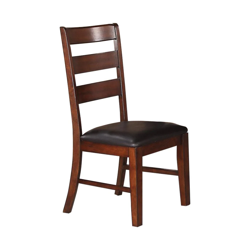 Solid Wood Side Chairs With Ladder Back Set Of 2 Brown By Benzara - Image 2