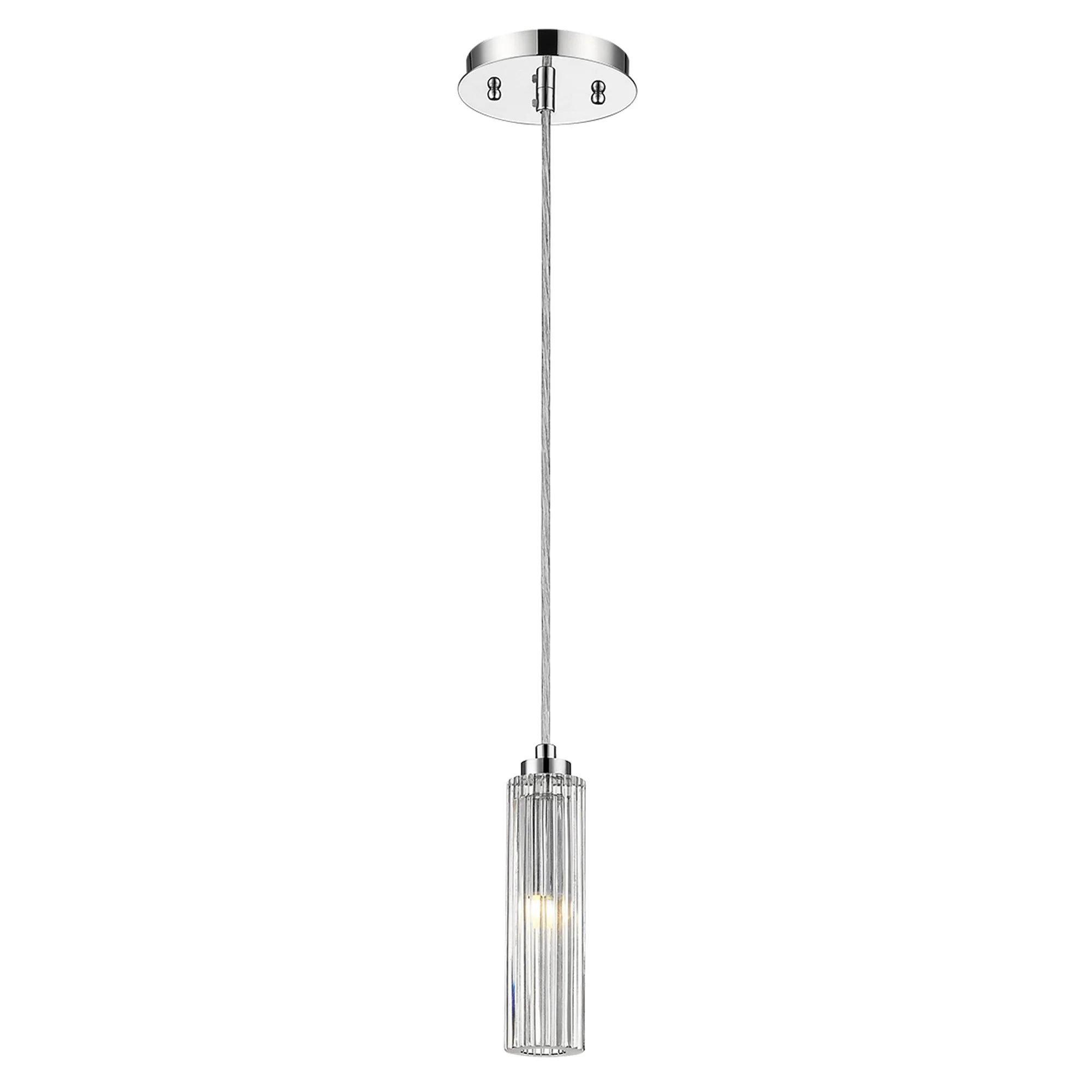 Solo 1-Light Polished Chrome Pendant With Multi-Faceted Round Crystal Shade By Homeroots - Image 2