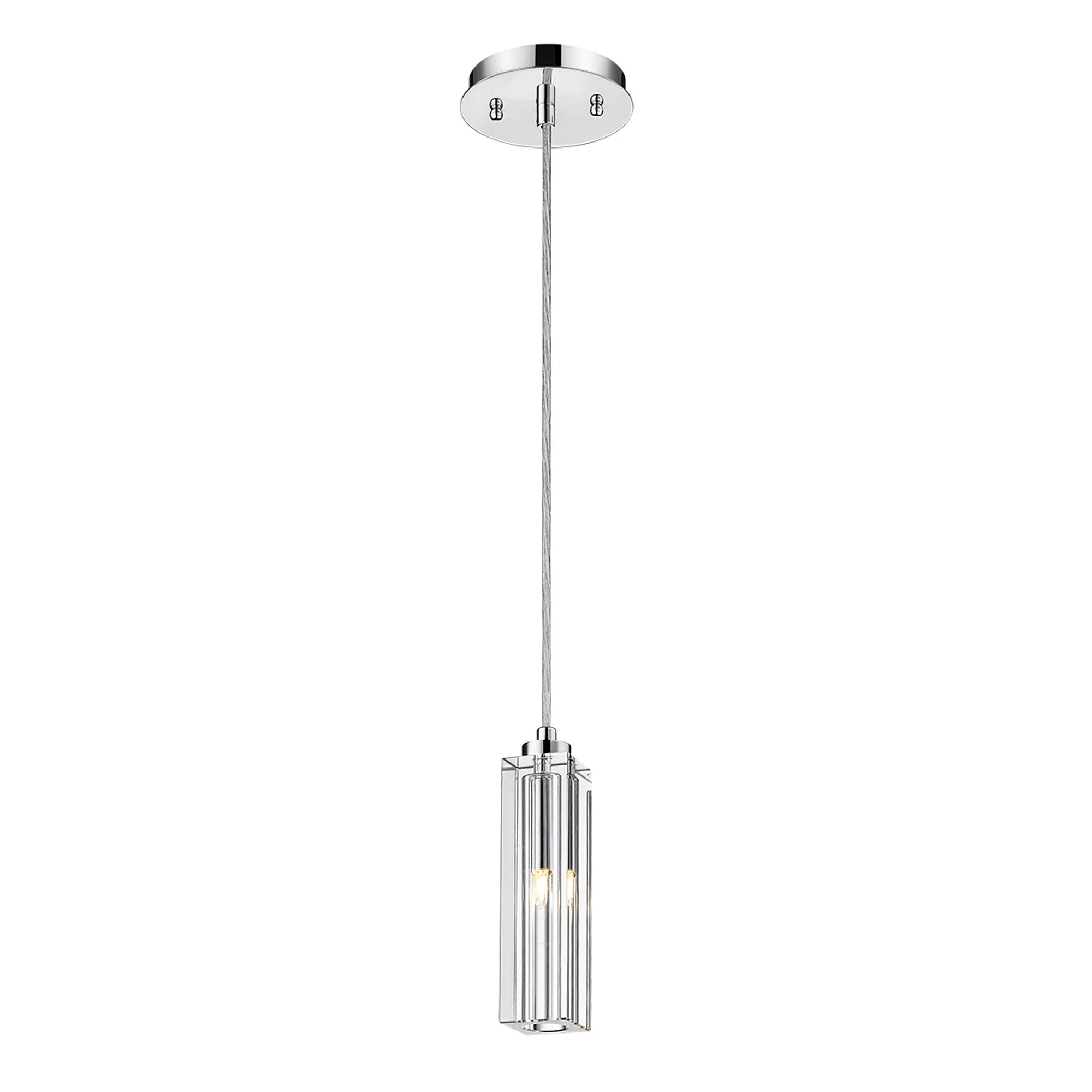 Solo 1-Light Polished Chrome Pendant With Square 4-Sided Cut Crystal Shade By Homeroots - Image 2