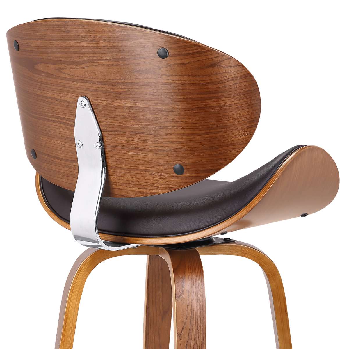 Solvang 30" Swivel Brown Faux Leather and Walnut Wood Bar Stool By Armen Living - Image 5