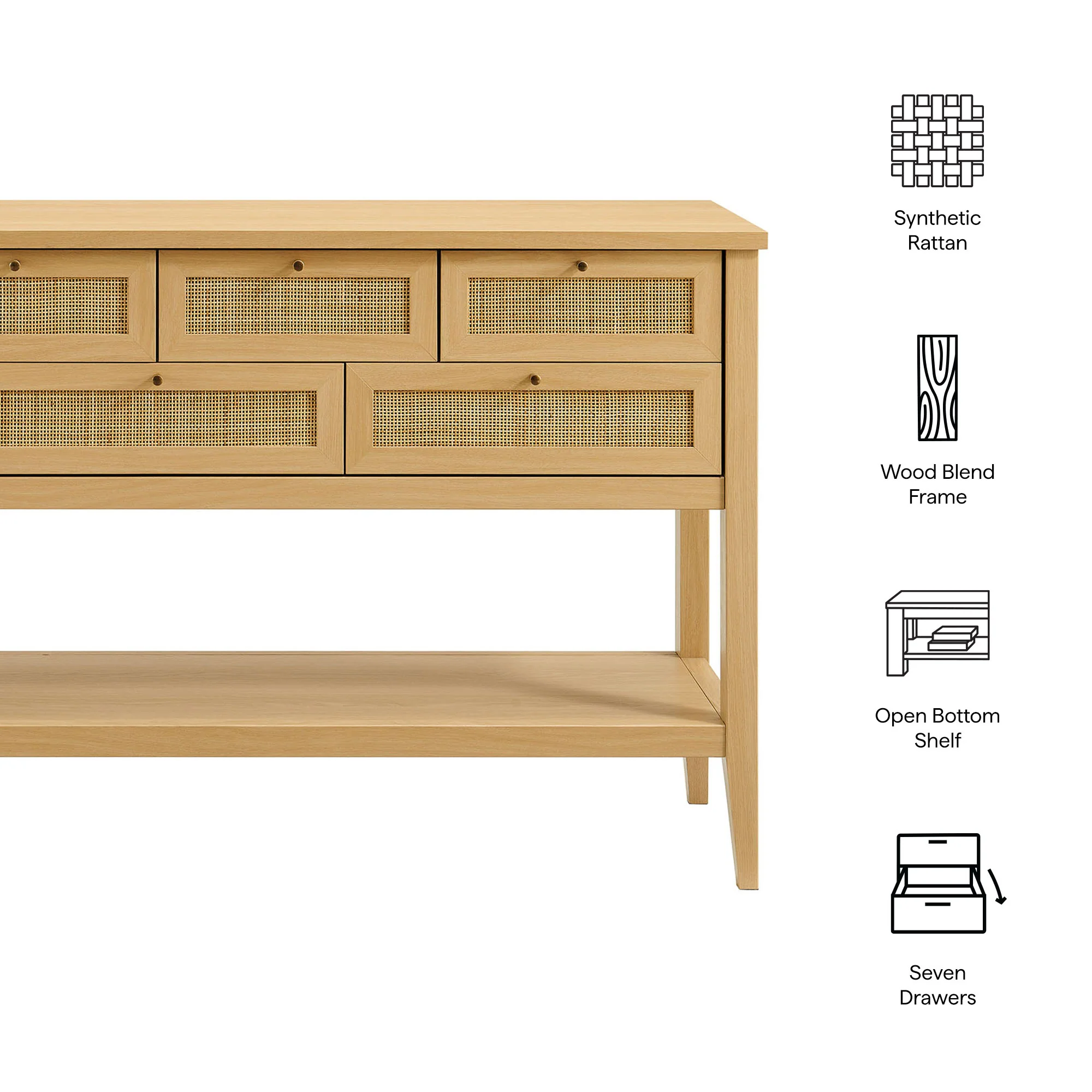 Soma 62 Inch Rattan Console Table by Modway - Image 9
