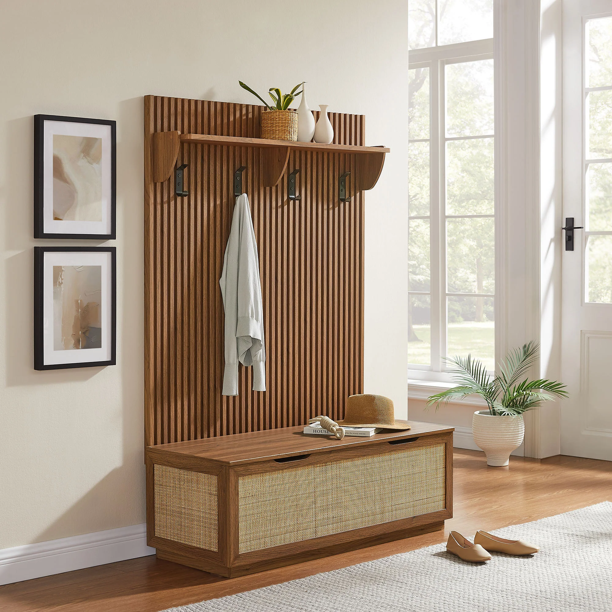 Soma Fluted 3-in-1 Hall Tree With Storage Bench and Coat Rack by Modway - Image 12