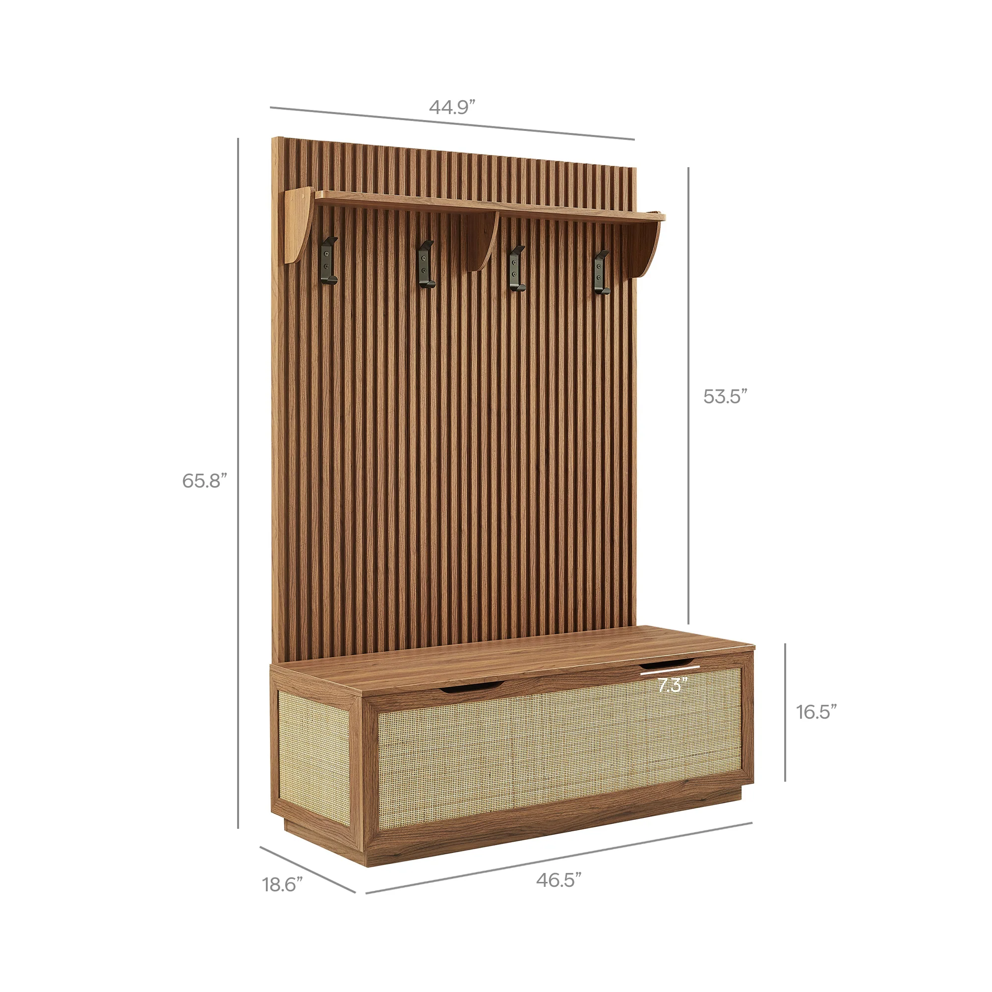 Soma Fluted 3-in-1 Hall Tree With Storage Bench and Coat Rack by Modway - Image 14