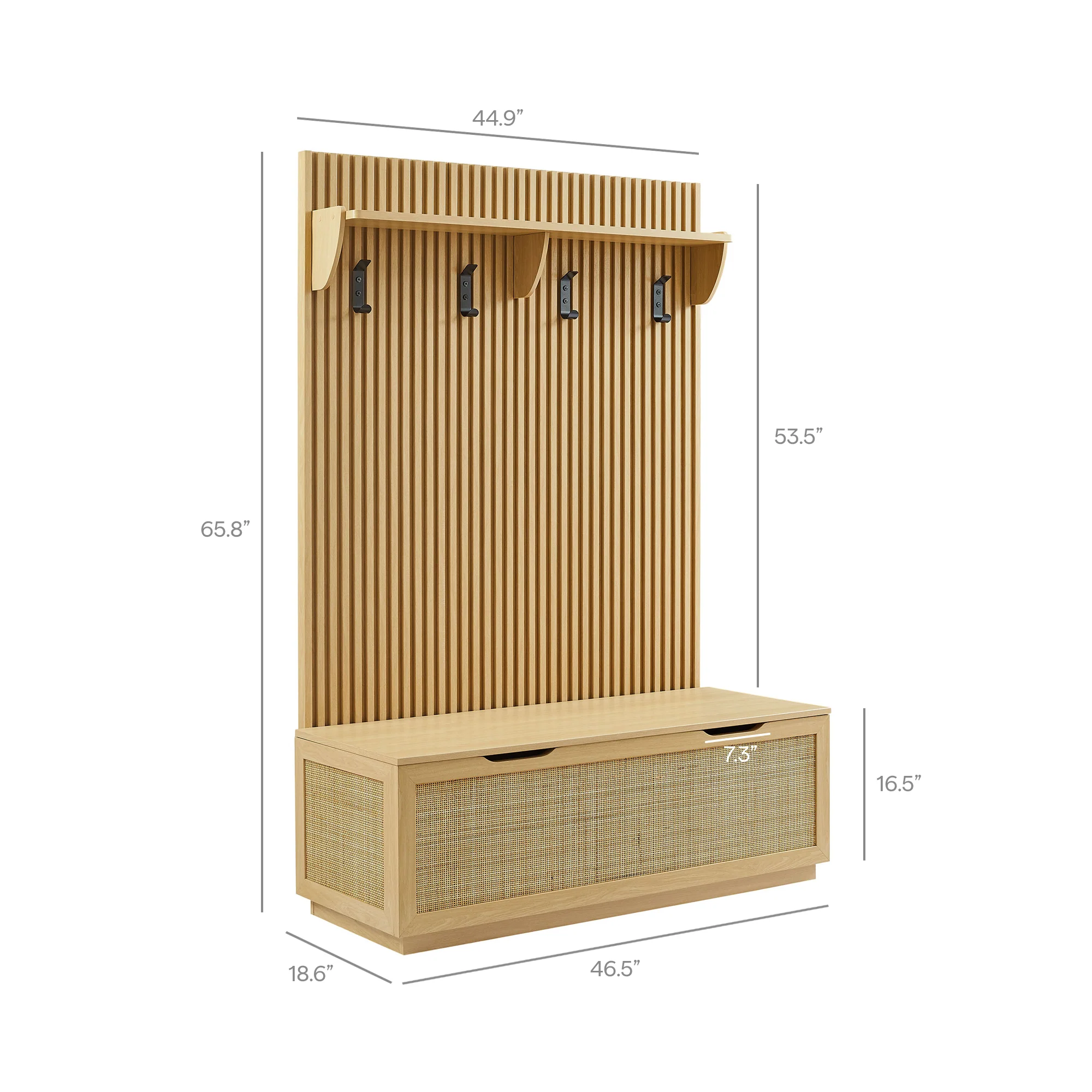 Soma Fluted 3-in-1 Hall Tree With Storage Bench and Coat Rack by Modway - Image 7