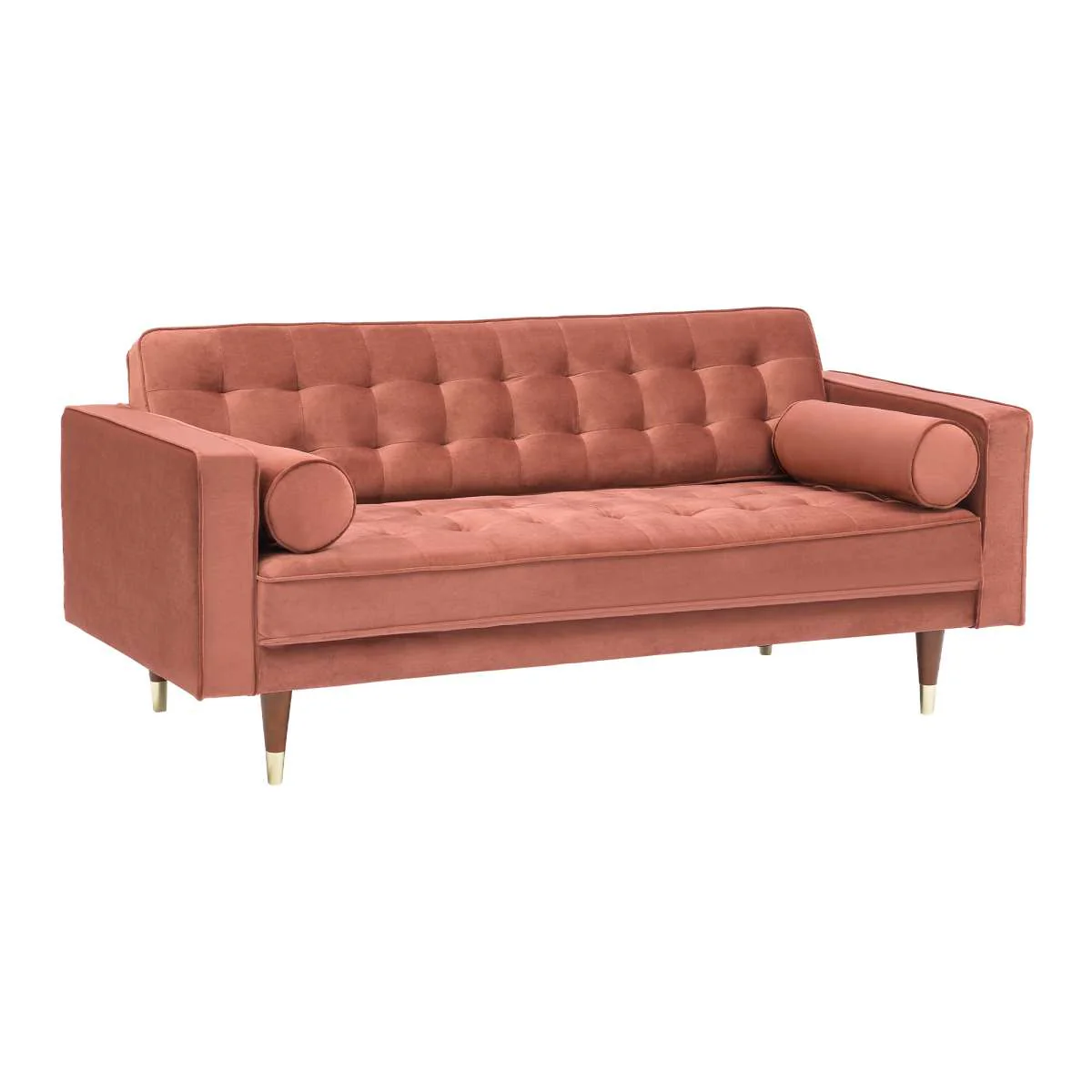 Somerset Blush Velvet Mid Century Modern Loveseat By Armen Living - Image 3