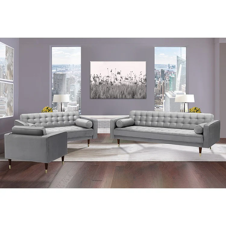 Somerset Blush Velvet Mid Century Modern Sofa Seating Set By Armen Living - Image 7