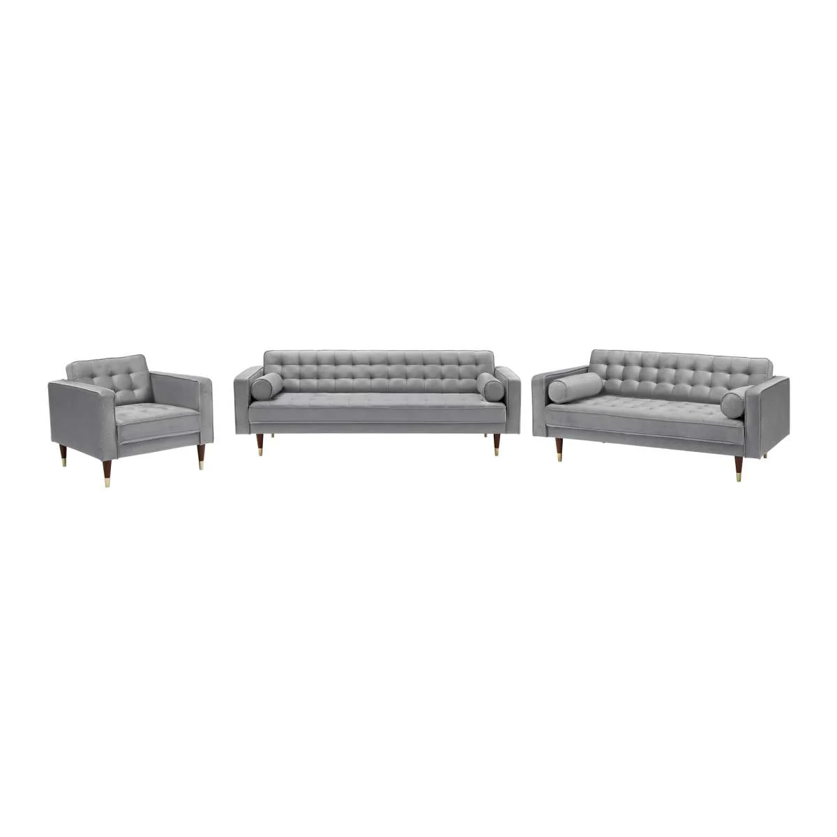 Somerset Blush Velvet Mid Century Modern Sofa Seating Set By Armen Living - Image 8