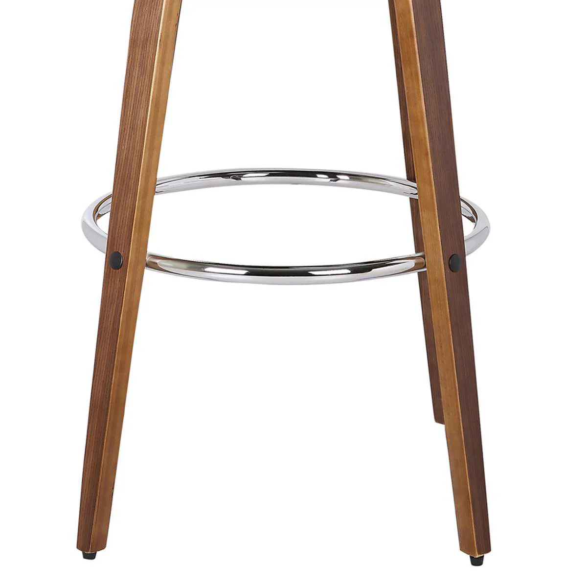 Sonia 26" Counter Height Swivel Brown Faux Leather and Walnut Wood Bar Stool By Armen Living - Image 5