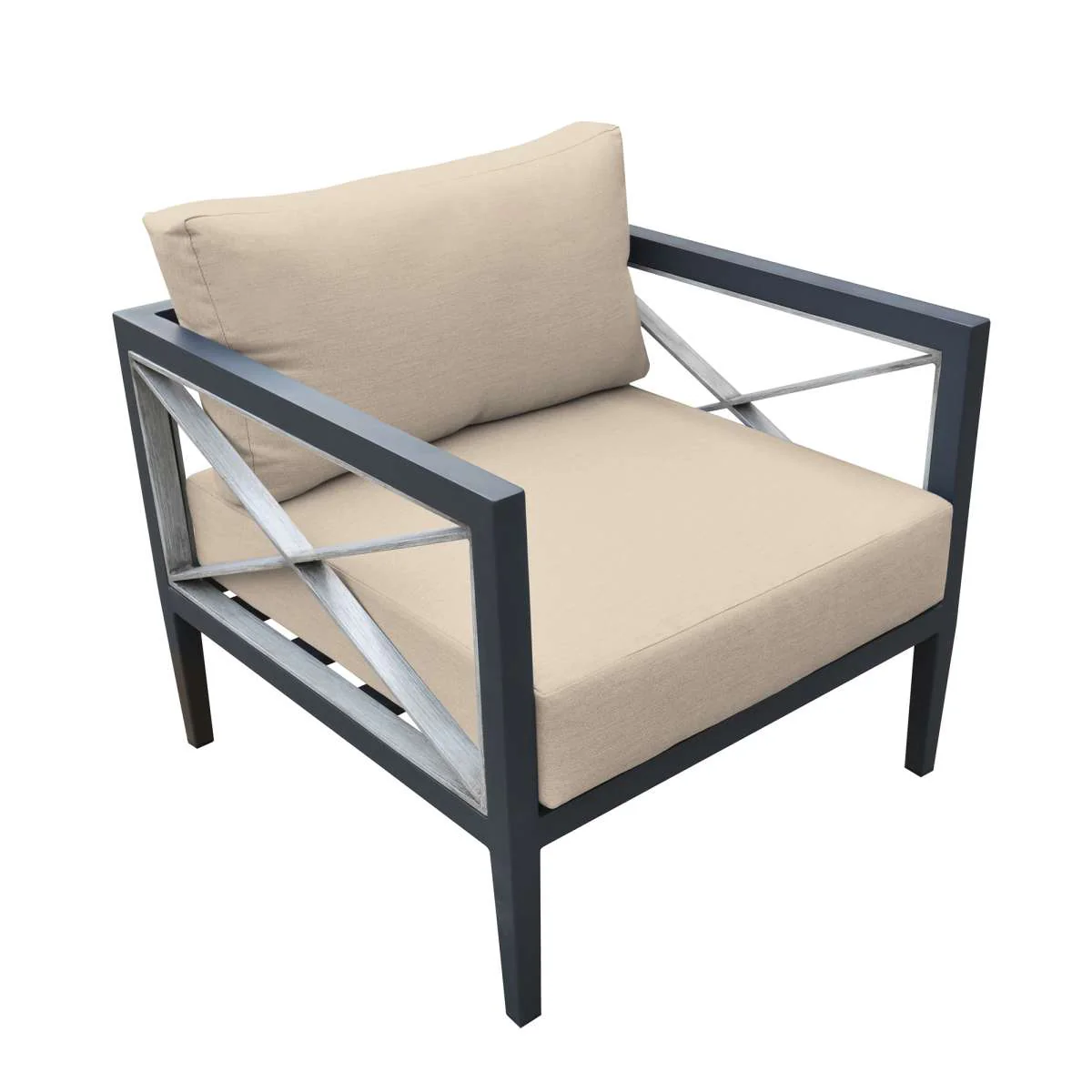 Sonoma Outdoor 4 piece Set in Dark Grey Finish and Charcoal Cushions By Armen Living - Image 12