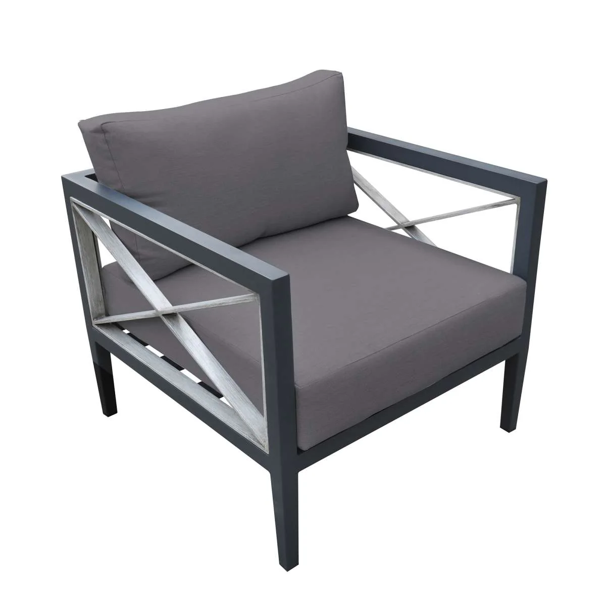 Sonoma Outdoor 4 piece Set in Dark Grey Finish and Charcoal Cushions By Armen Living - Image 3