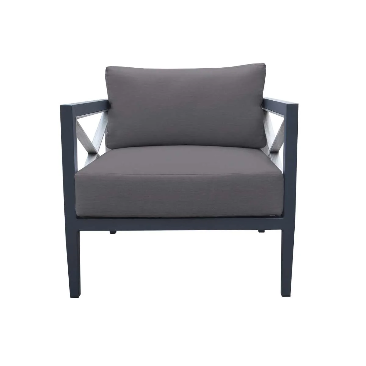Sonoma Outdoor 4 piece Set in Dark Grey Finish and Charcoal Cushions By Armen Living - Image 4