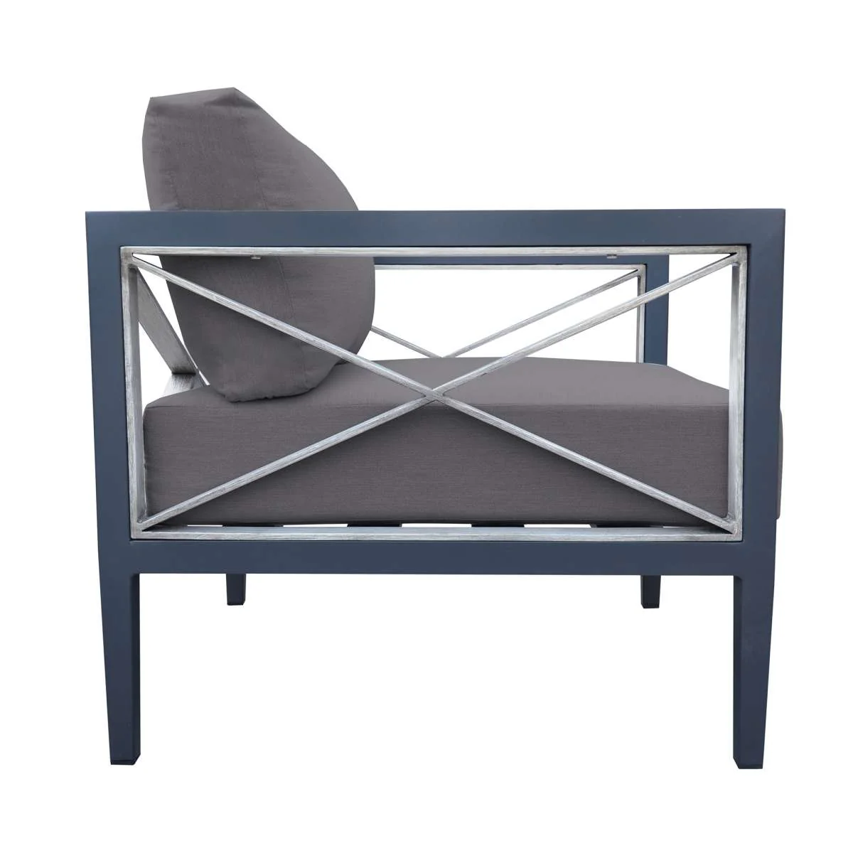 Sonoma Outdoor 4 piece Set in Dark Grey Finish and Charcoal Cushions By Armen Living - Image 5