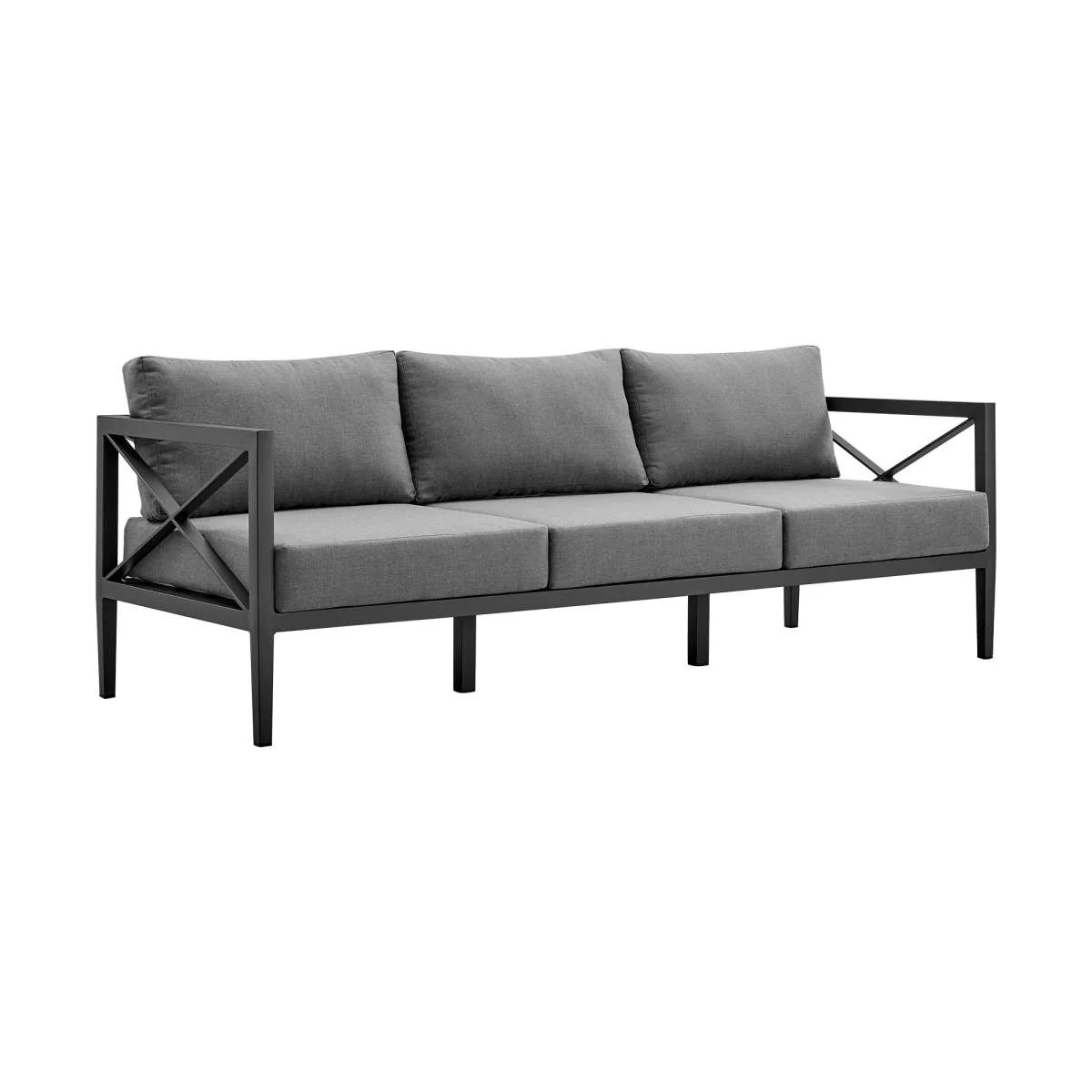 Sonoma Outdoor 4 piece Set in Dark Grey Finish and Dark Grey Cushions By Armen Living - Image 2